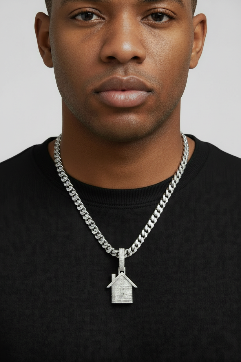 Sterling Silver House Pendant – VVS Moissanite 3.5 CTW