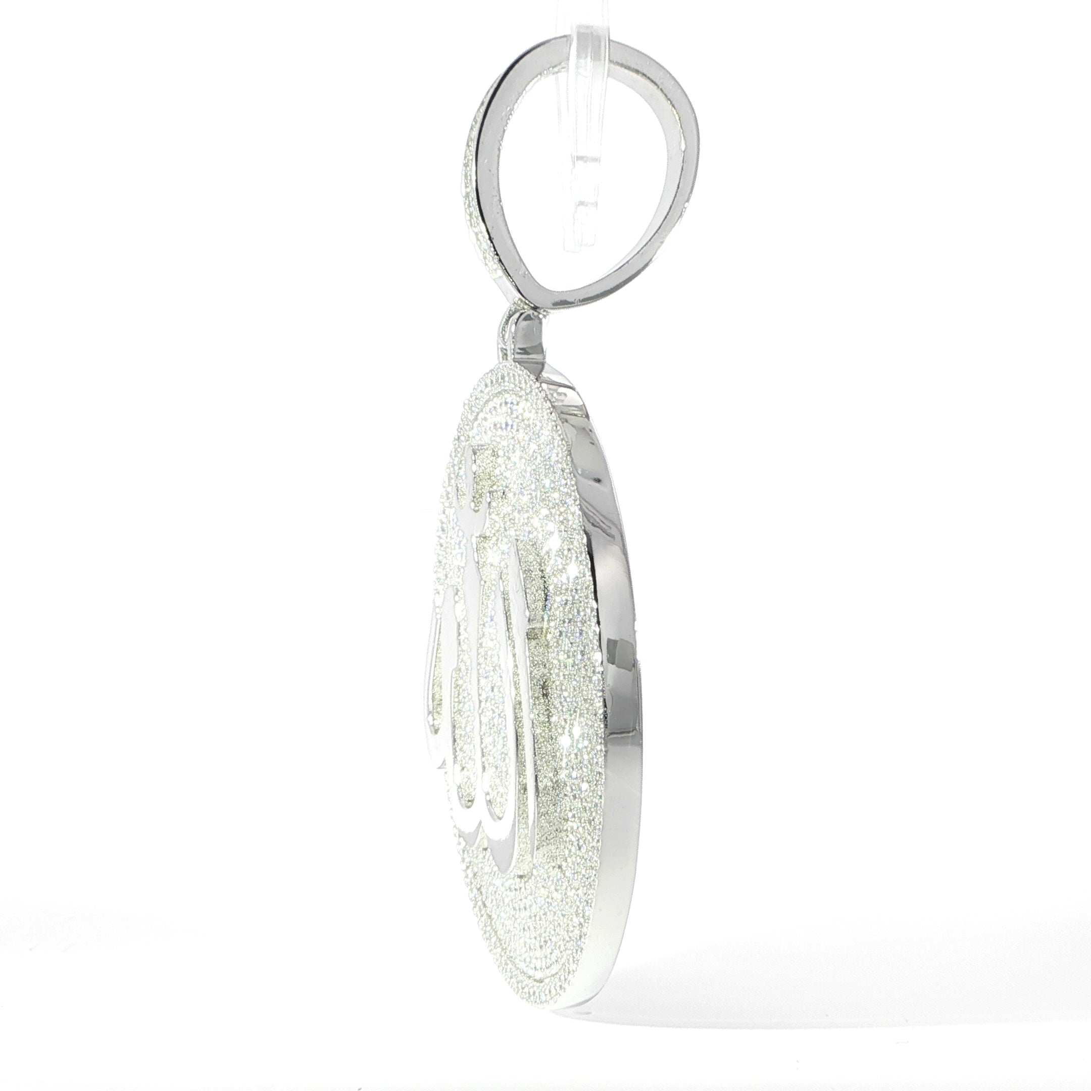 Sterling Silver Allah Pendant with VVS Moissanite - 8.8 Carats