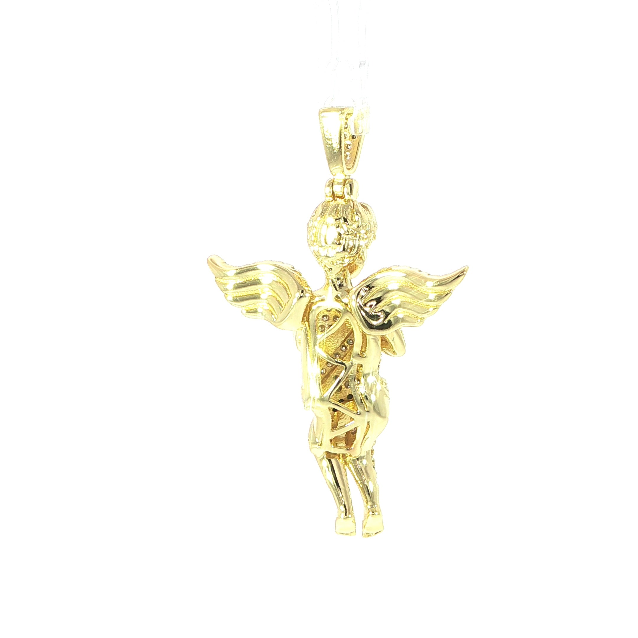 Sterling Silver Praying Angel Pendant with VVS Moissanite - Two Colors