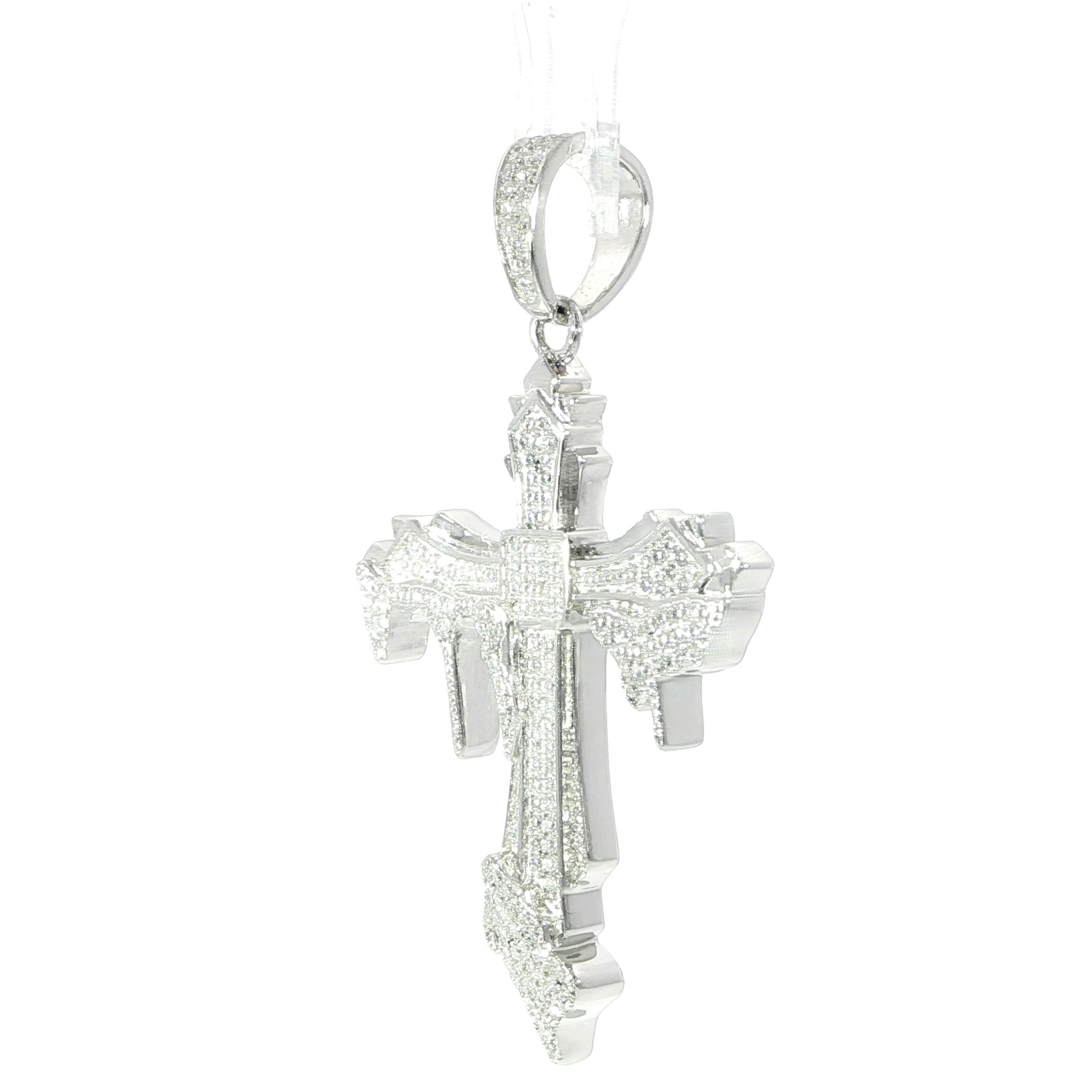 Sterling Silver Cross Pendant with VVS Moissanite - 0.96 Carat