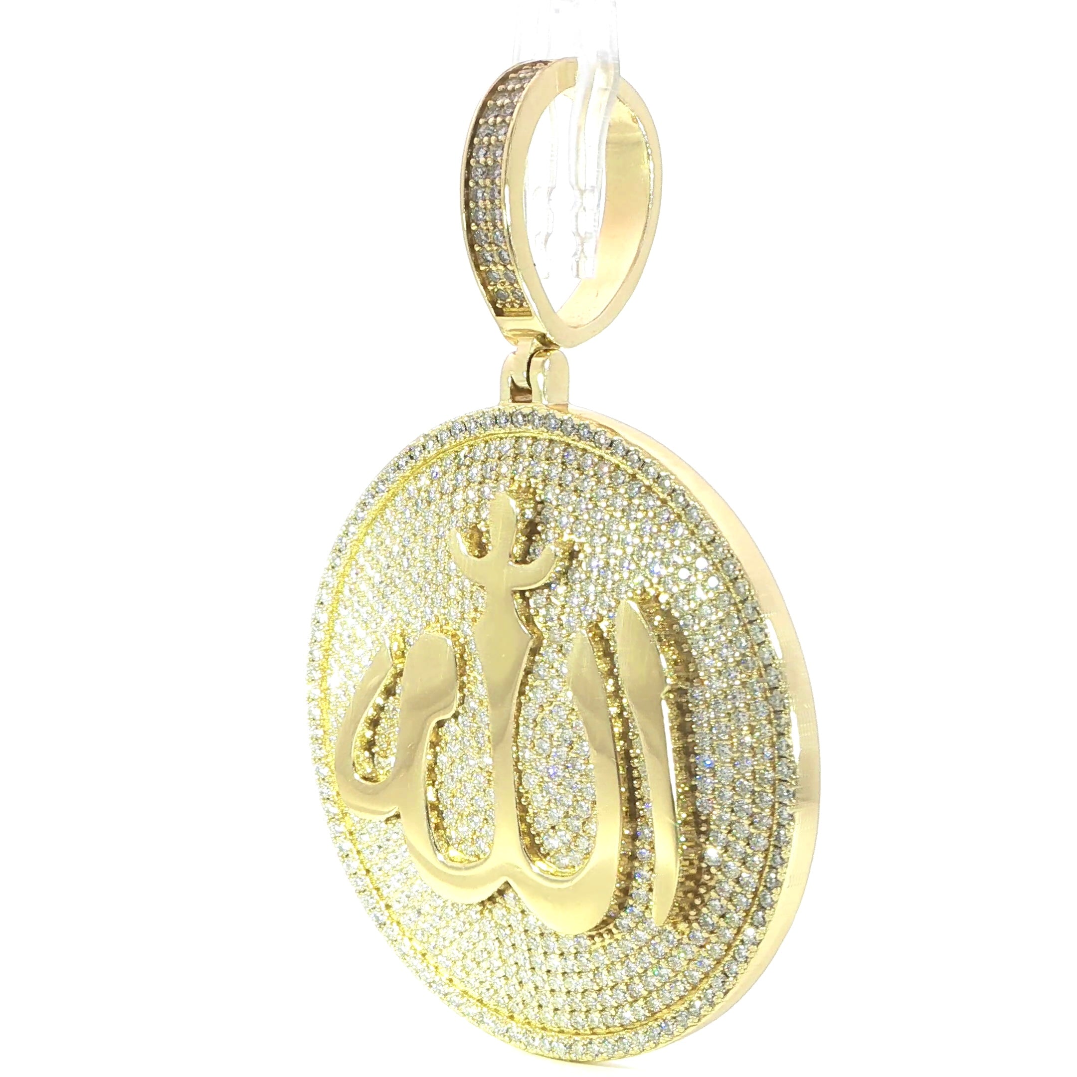 Sterling Silver Allah Pendant with VVS Moissanite - 8.8 Carats