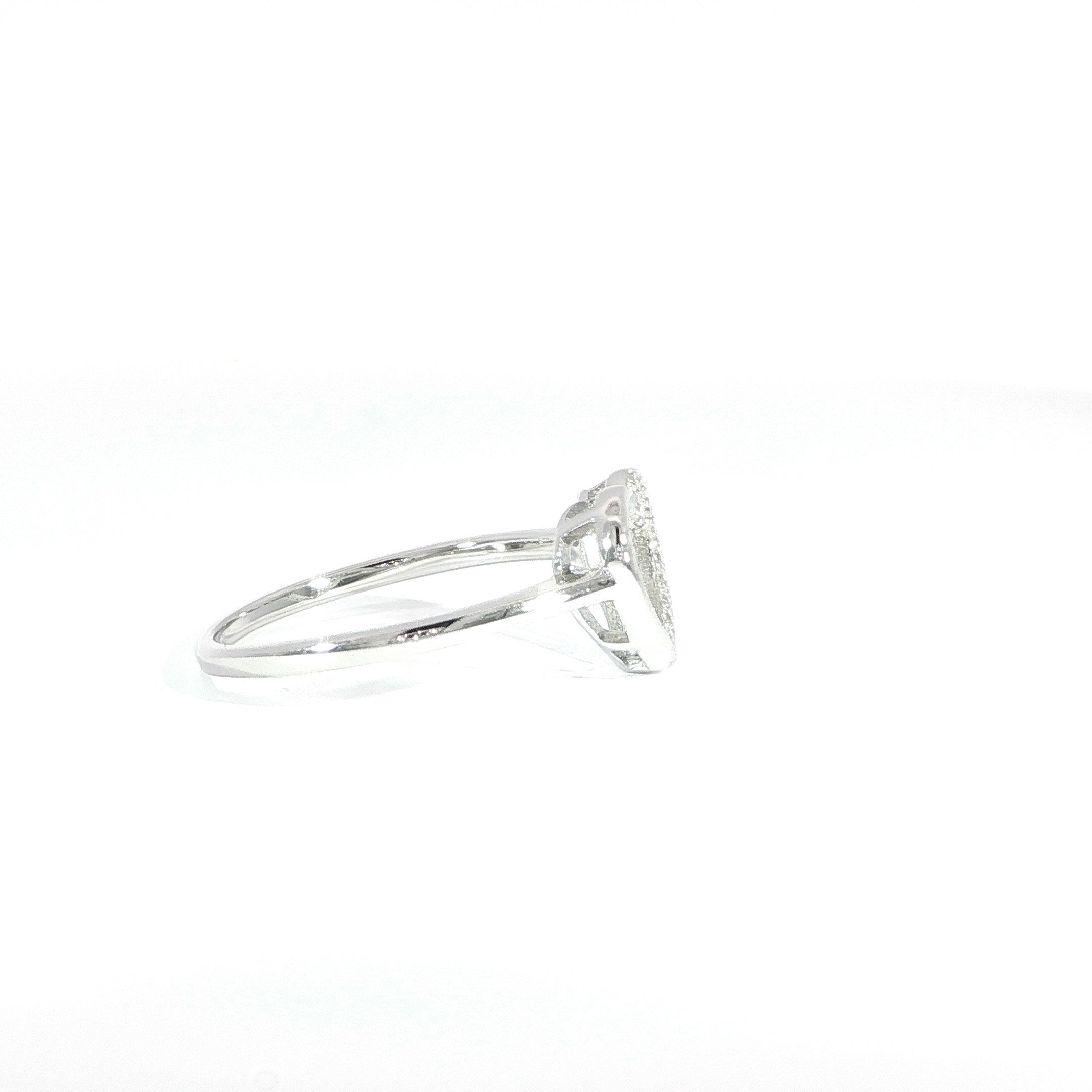 Sterling Silver Open Heart Moissanite Ring