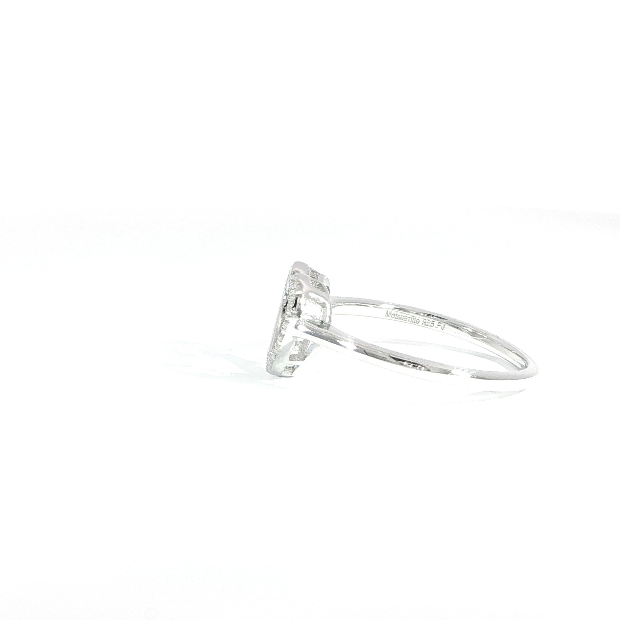 Sterling Silver Open Heart Moissanite Ring