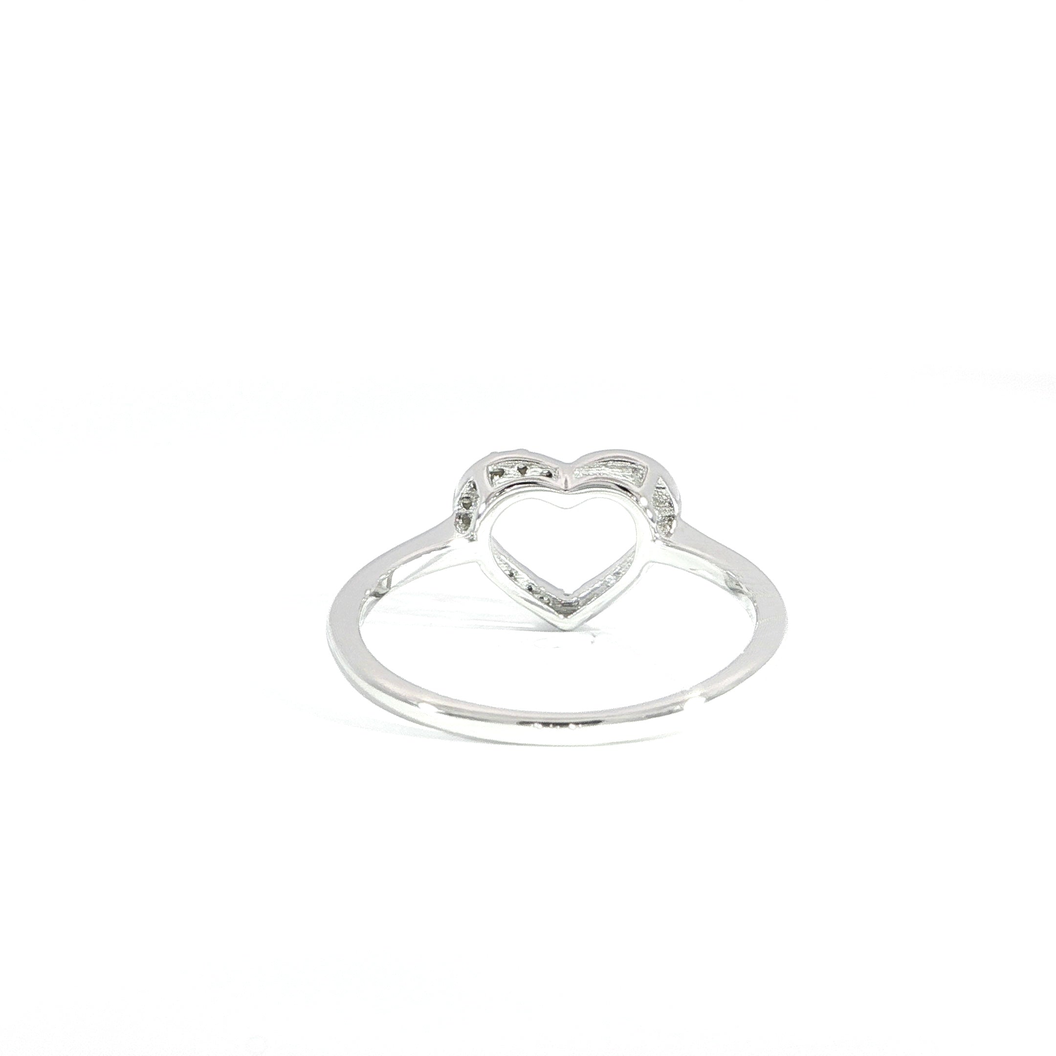 Sterling Silver Open Heart Moissanite Ring