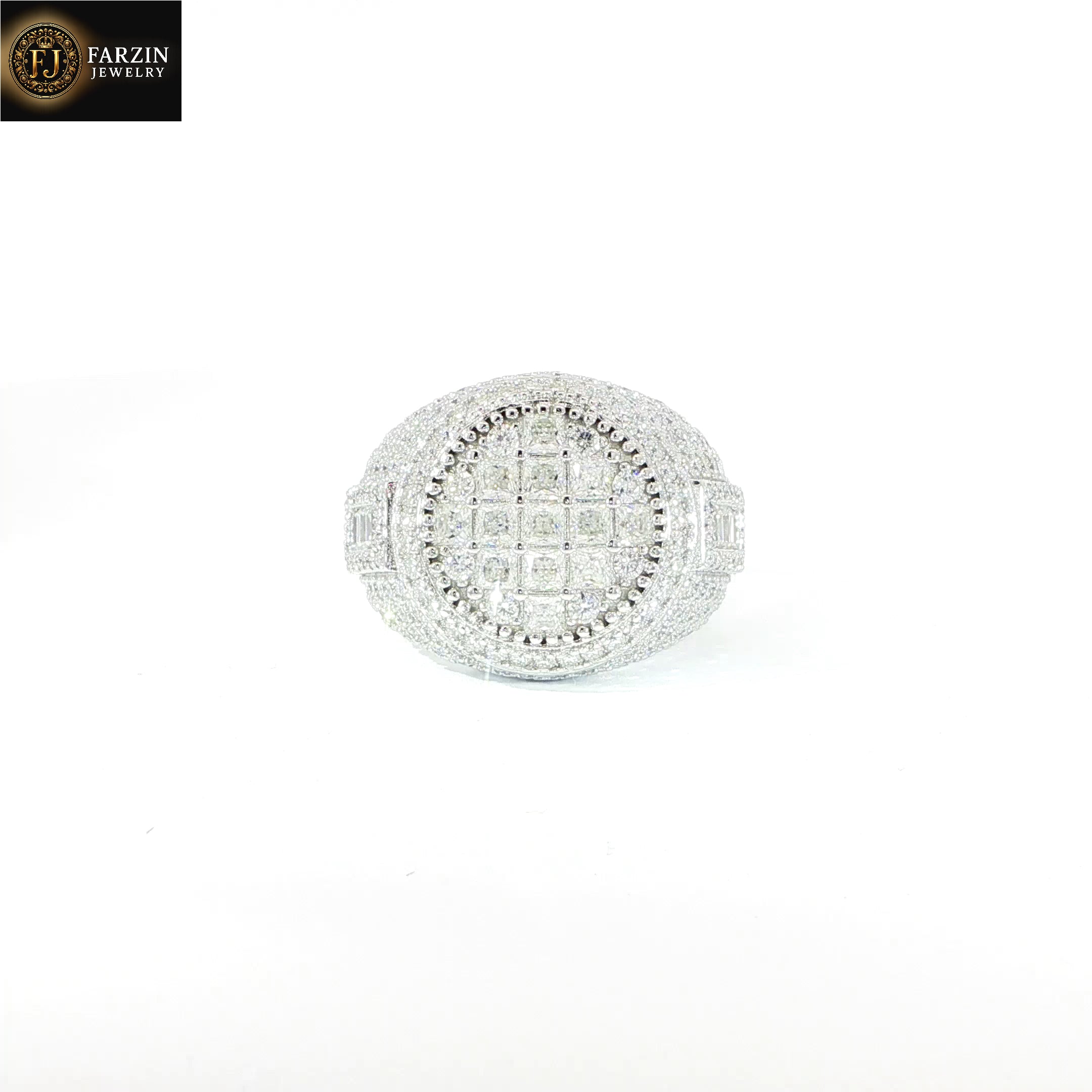 Sterling Silver Men's Ring with VVS Moissanite Stones,  5.90 Total Carats
