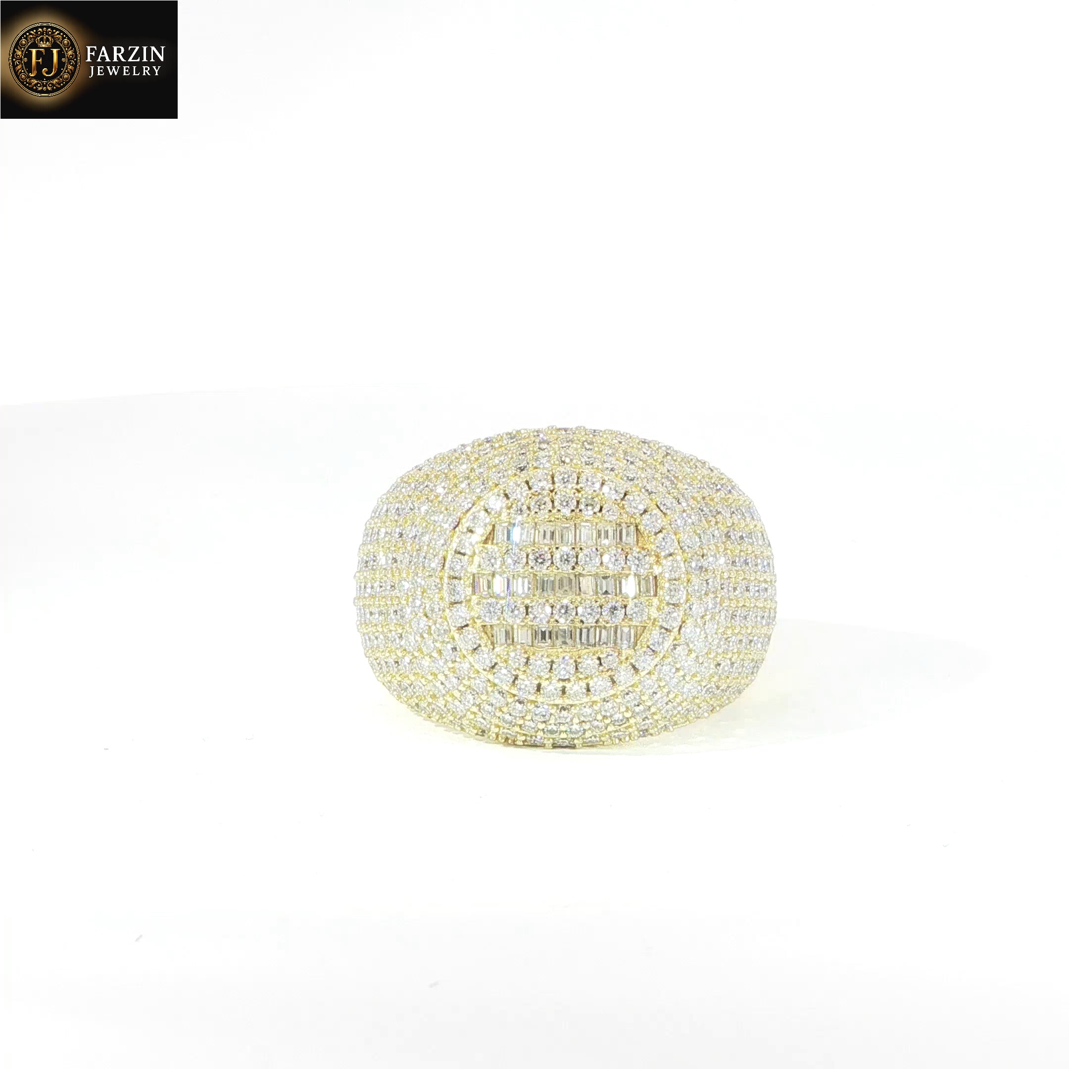 Sterling Silver Round Pave Set Ring with VVS Moissanite Stones, Two Color Options, 3.93 Total Carats