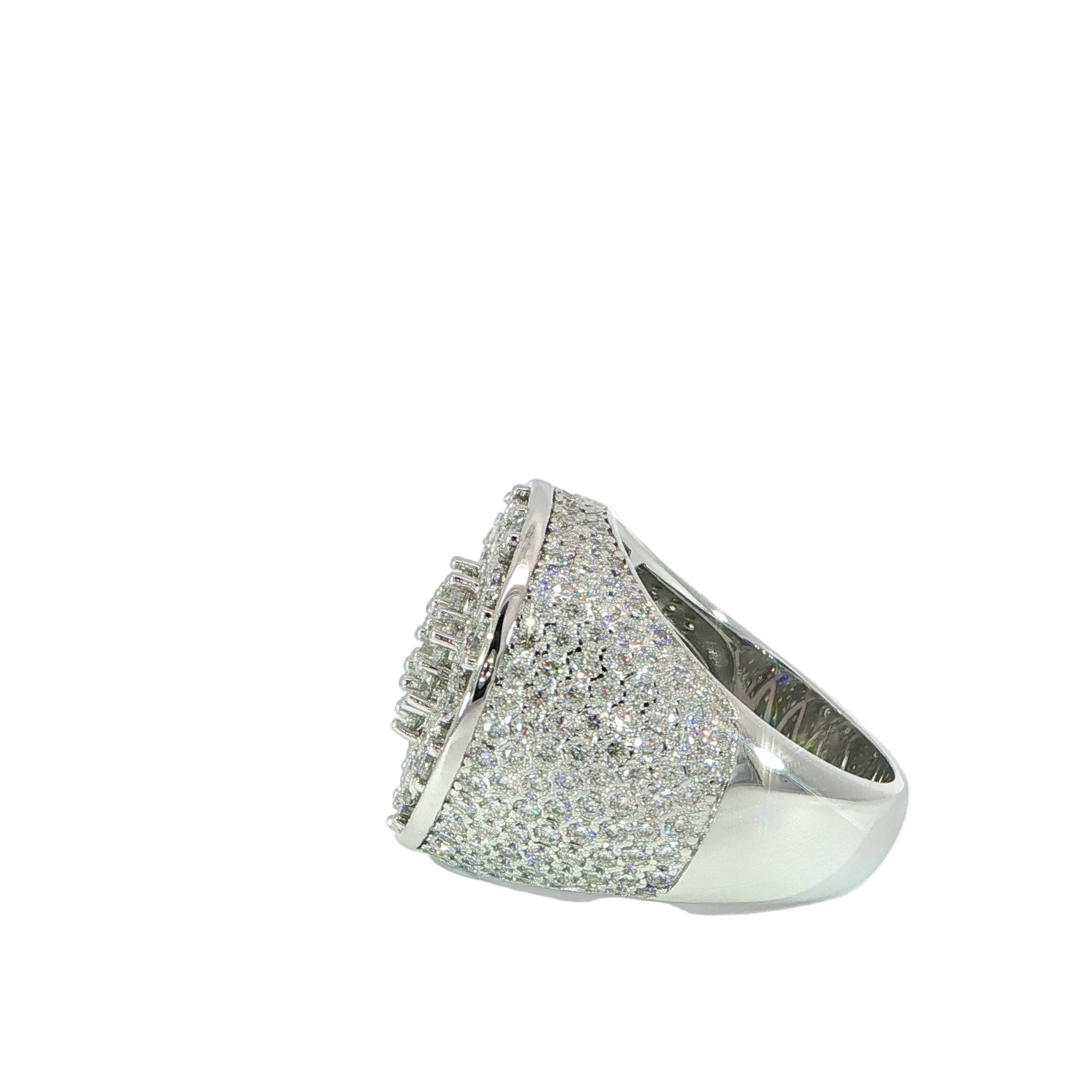 Sterling Silver Round Cluster Pave Set Ring with VVS Moissanite Stones, Two Color Options, 6.39 Total Carats