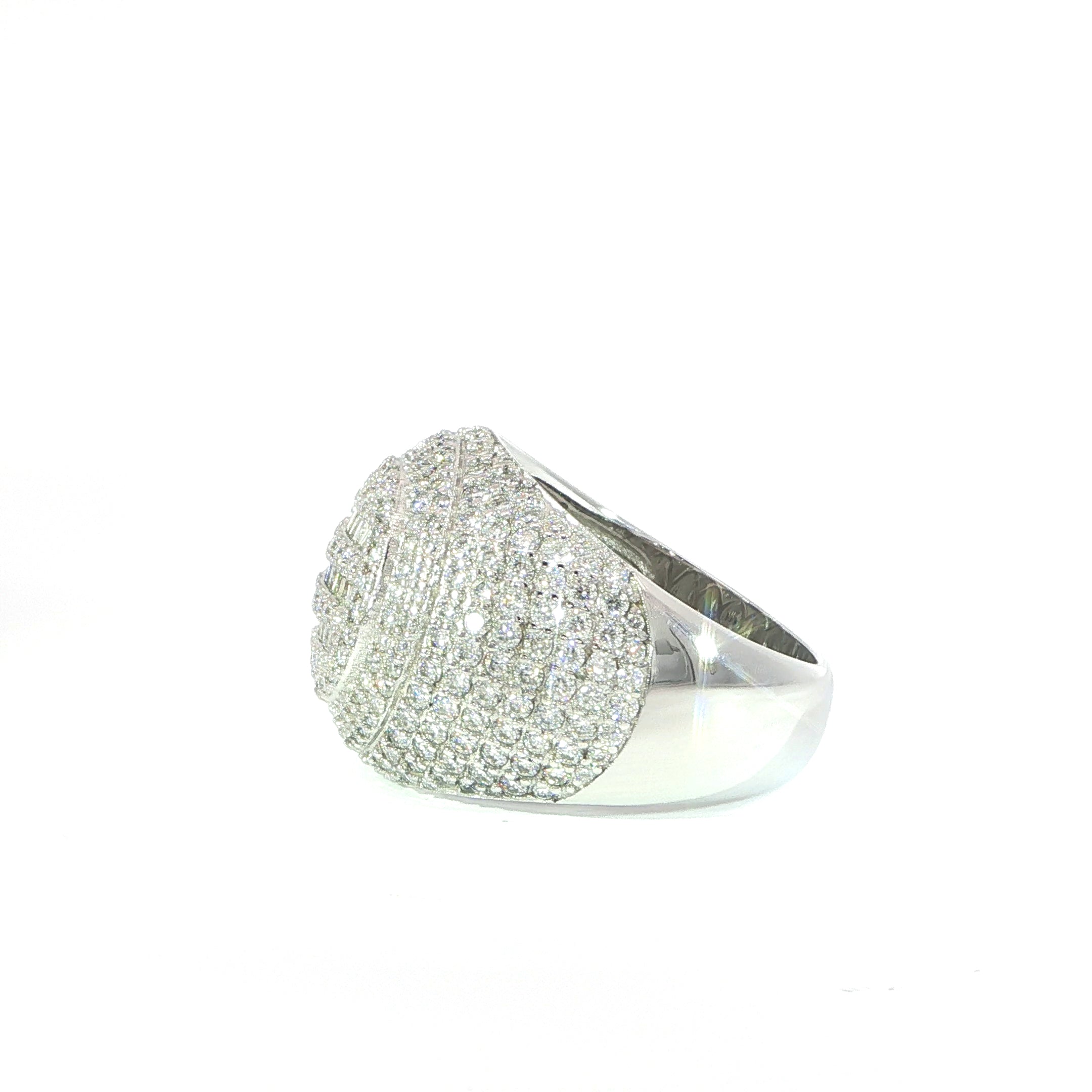 Sterling Silver Round Pave Set Ring with VVS Moissanite Stones, Two Color Options, 3.93 Total Carats