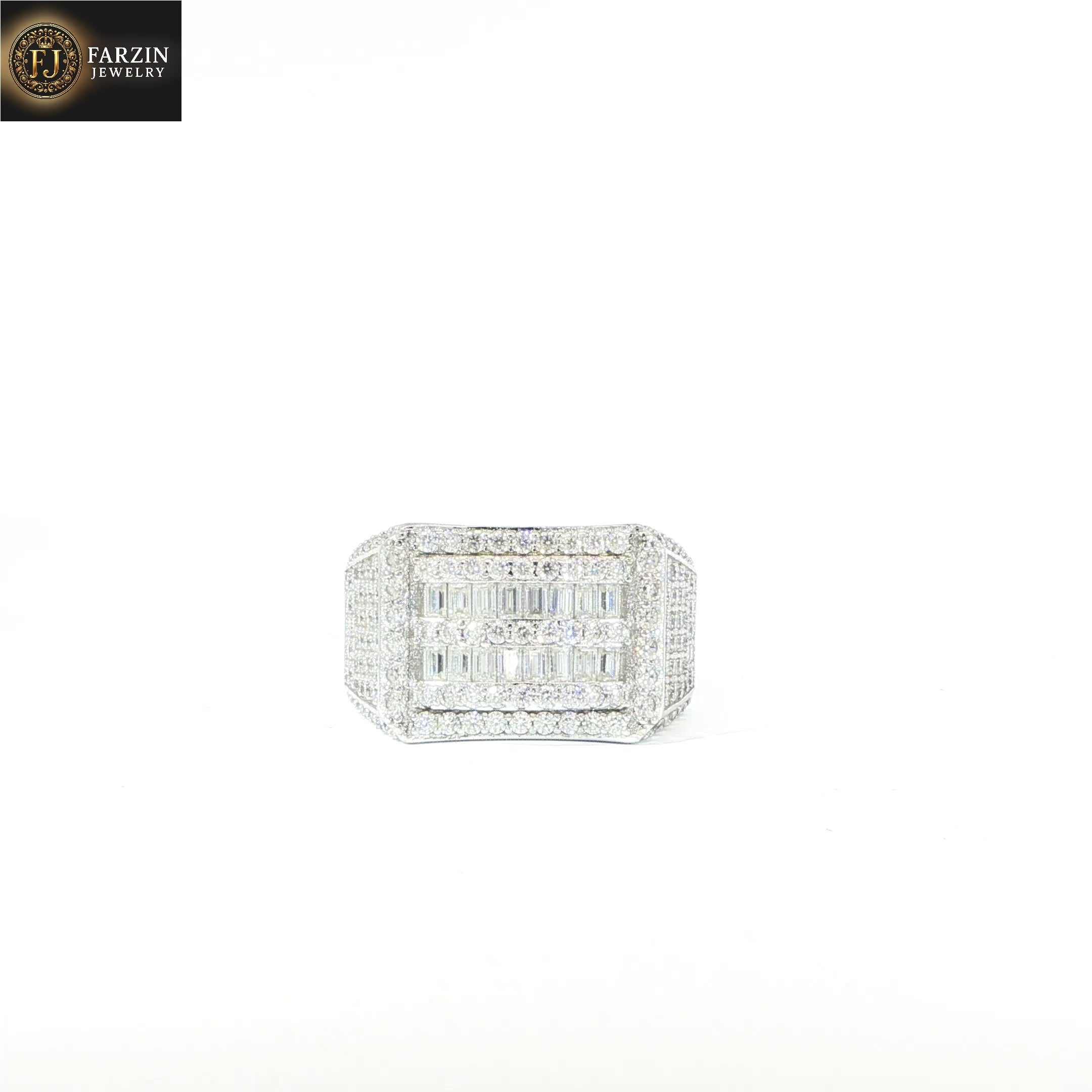 Sterling Silver Pave Set Ring with VVS Moissanite Stones, Two Color Options, 3.31 Total Carats