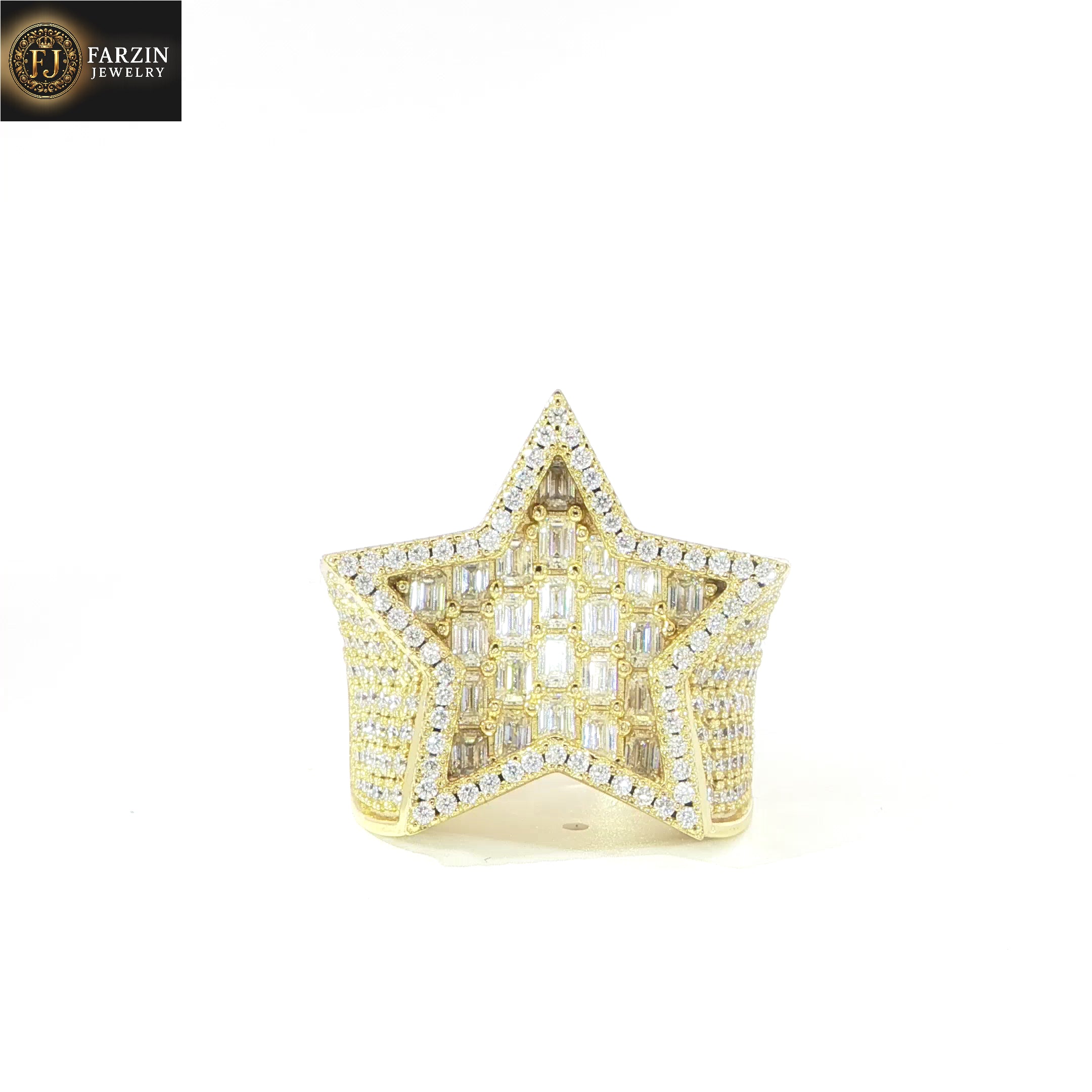 Sterling Silver Star-Shaped Ring with VVS Moissanite Stones, Two Color Options, 5.61 Total Carats