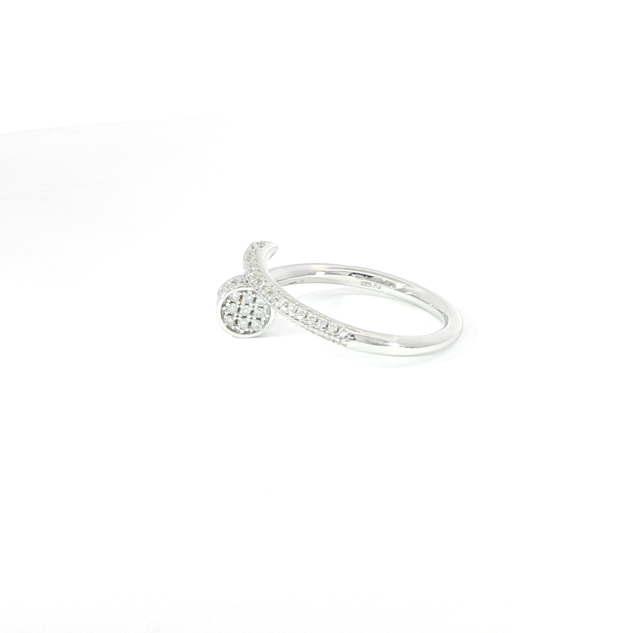 Sterling Silver Nail-Shaped Ring with VVS Moissanite Stones, Two Color Options, 0.52 Total Carats