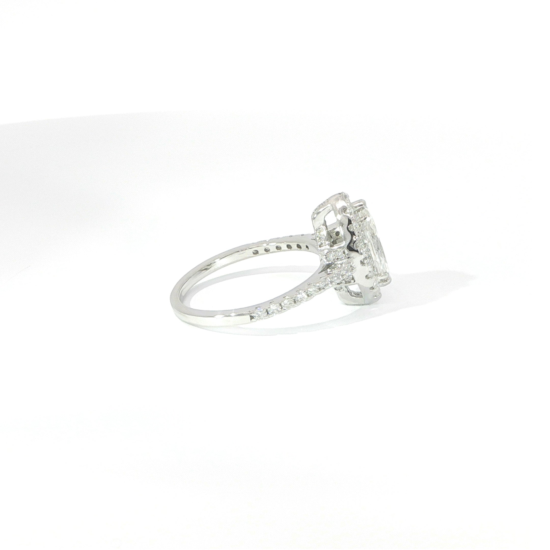 925 Sterling Silver Solitaire Halo Ring with VVS Moissanite - 1.79ctw