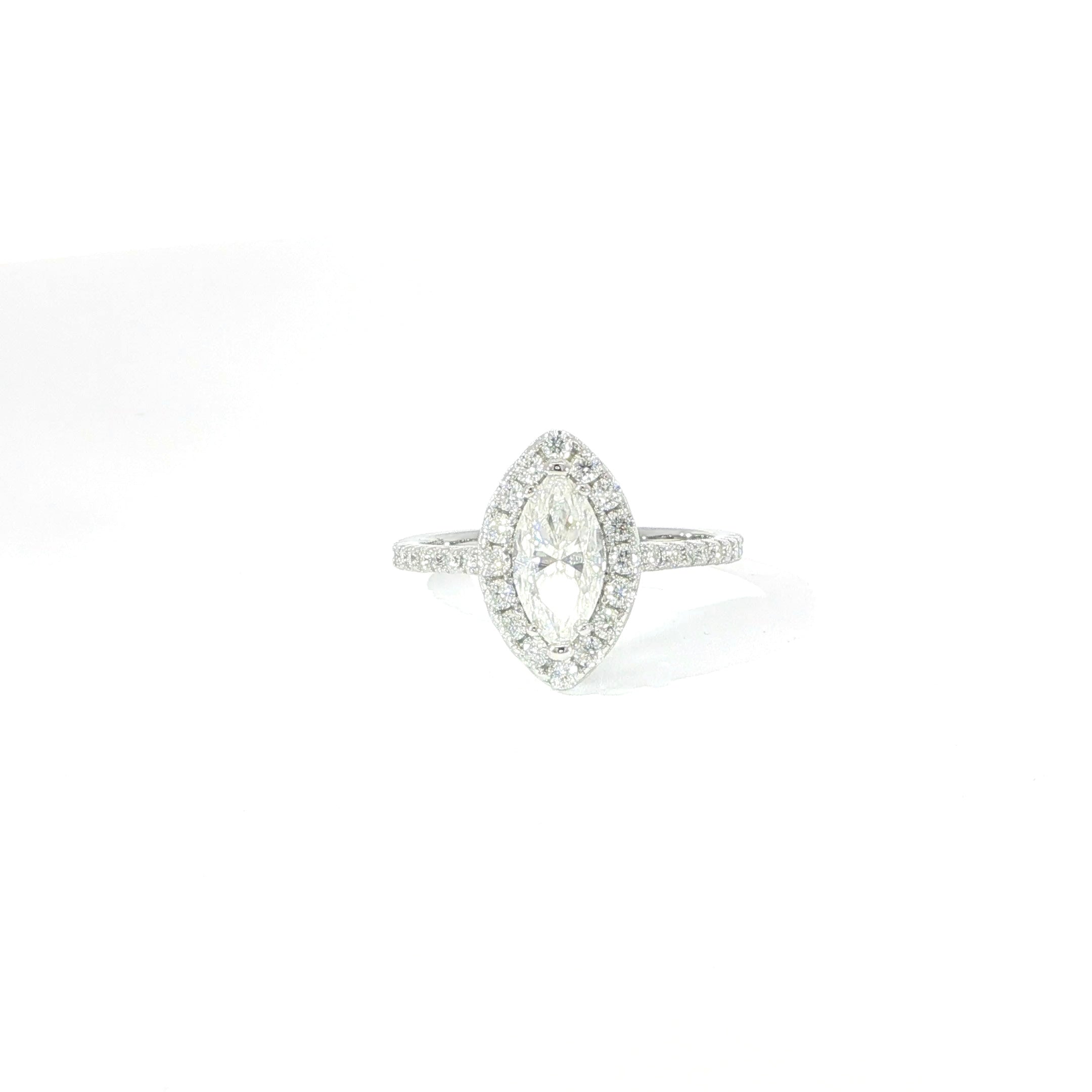 925 Sterling Silver Solitaire Halo Ring with VVS Moissanite - 1.79ctw