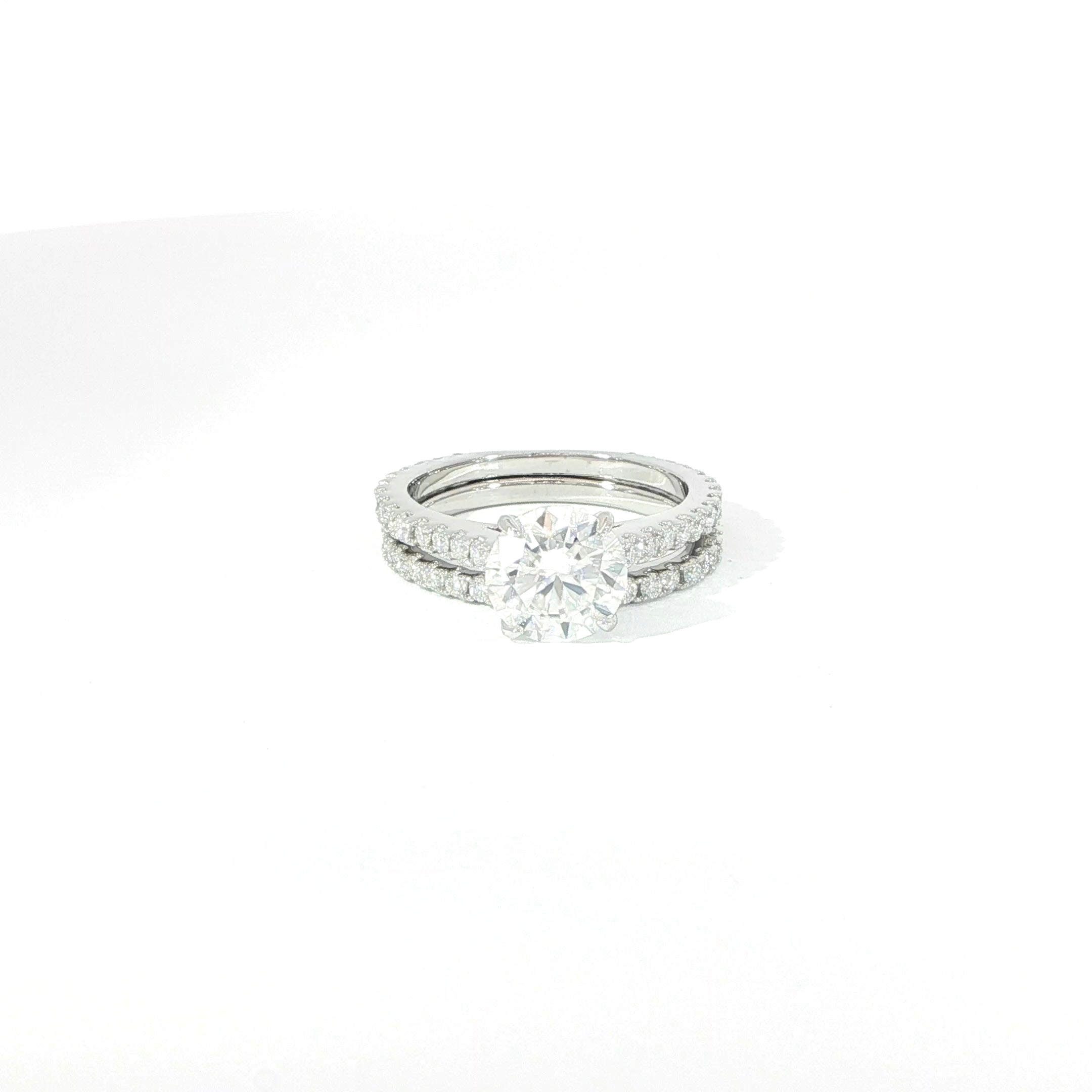 925 Sterling Silver Two-Piece Bridal Ring Set with VVS Moissanite - 2.64ctw