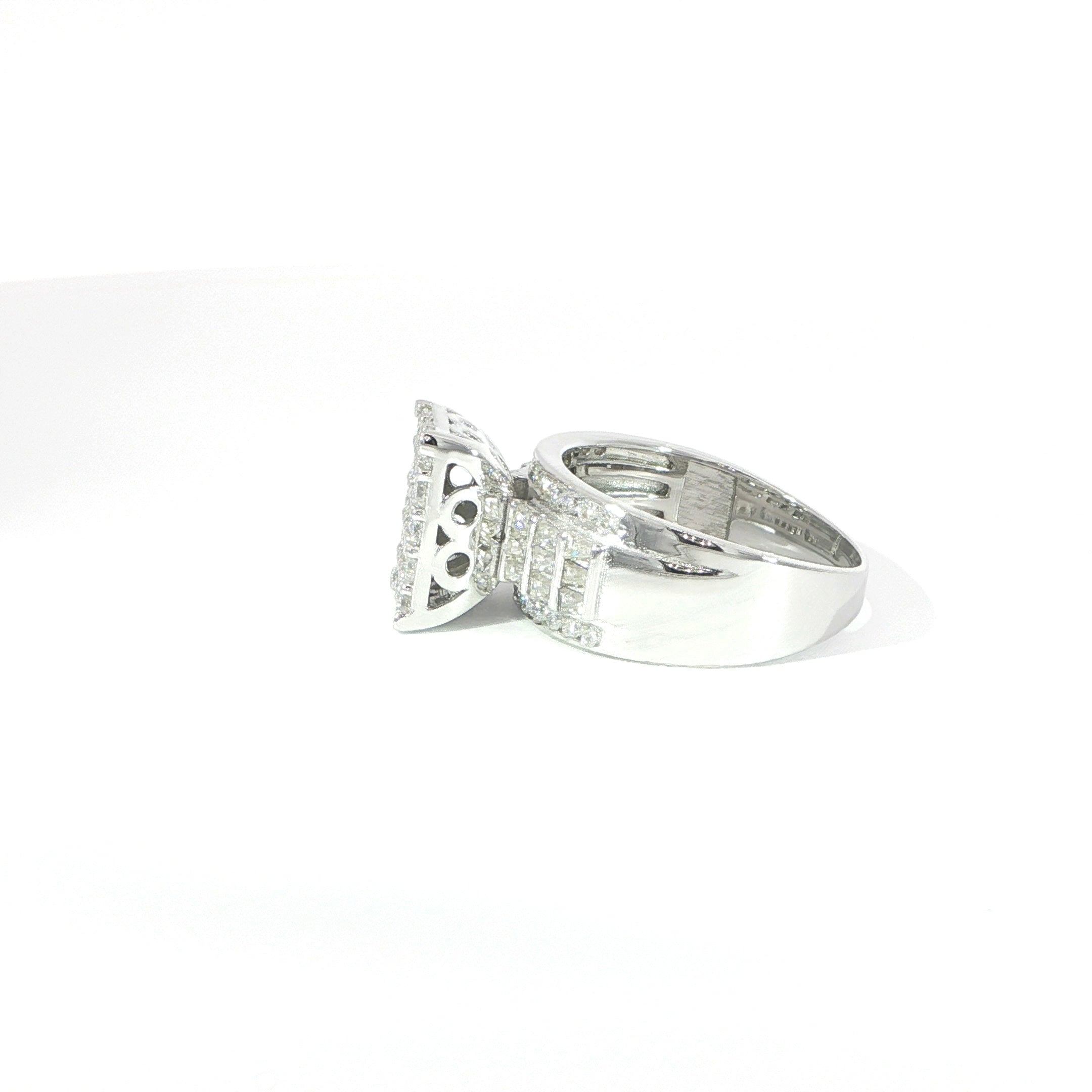 Sterling Silver Ring with VVS Moissanite Stones, 1.69 Total Carats