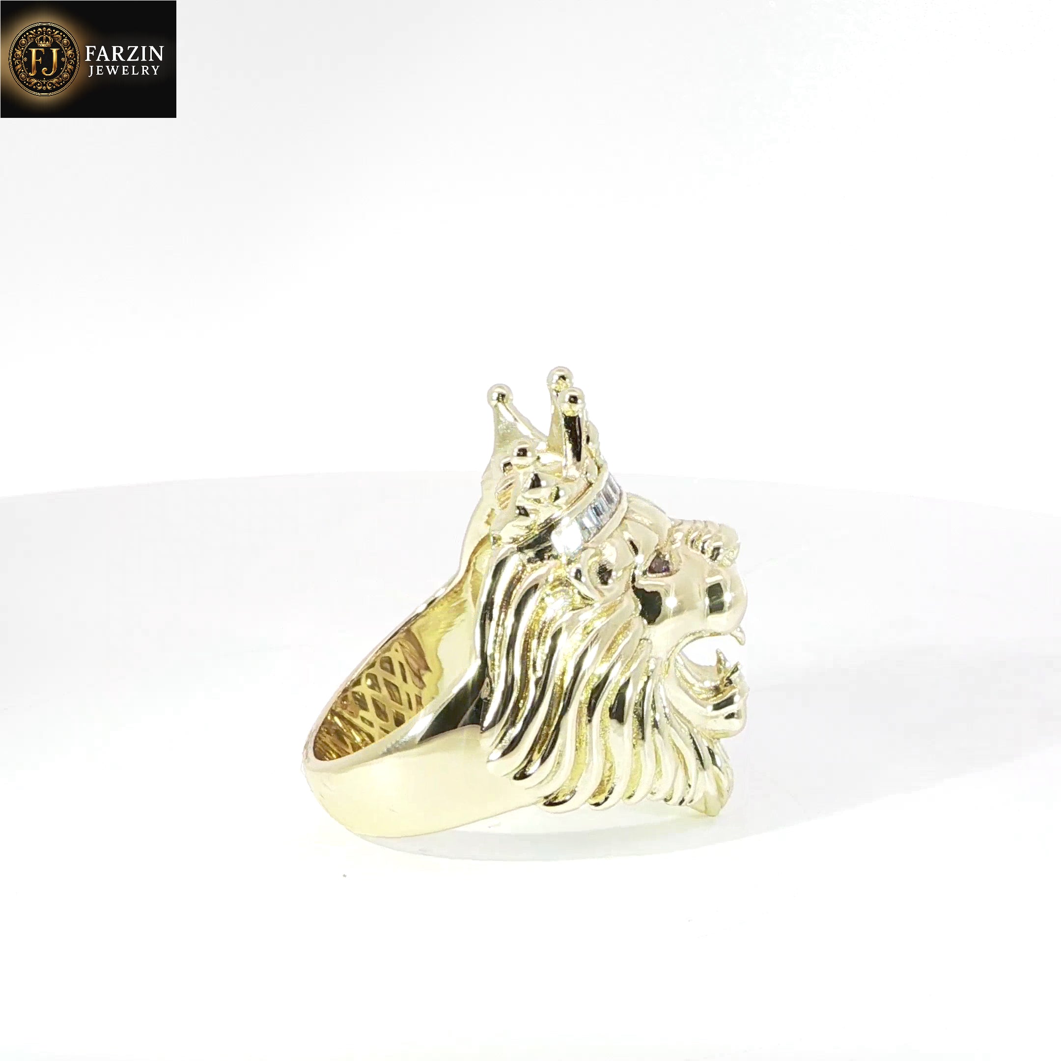 Sterling Silver Lion Head Ring with Crown, VVS Moissanite Stones, Two Color Options, 0.48 Total Carats