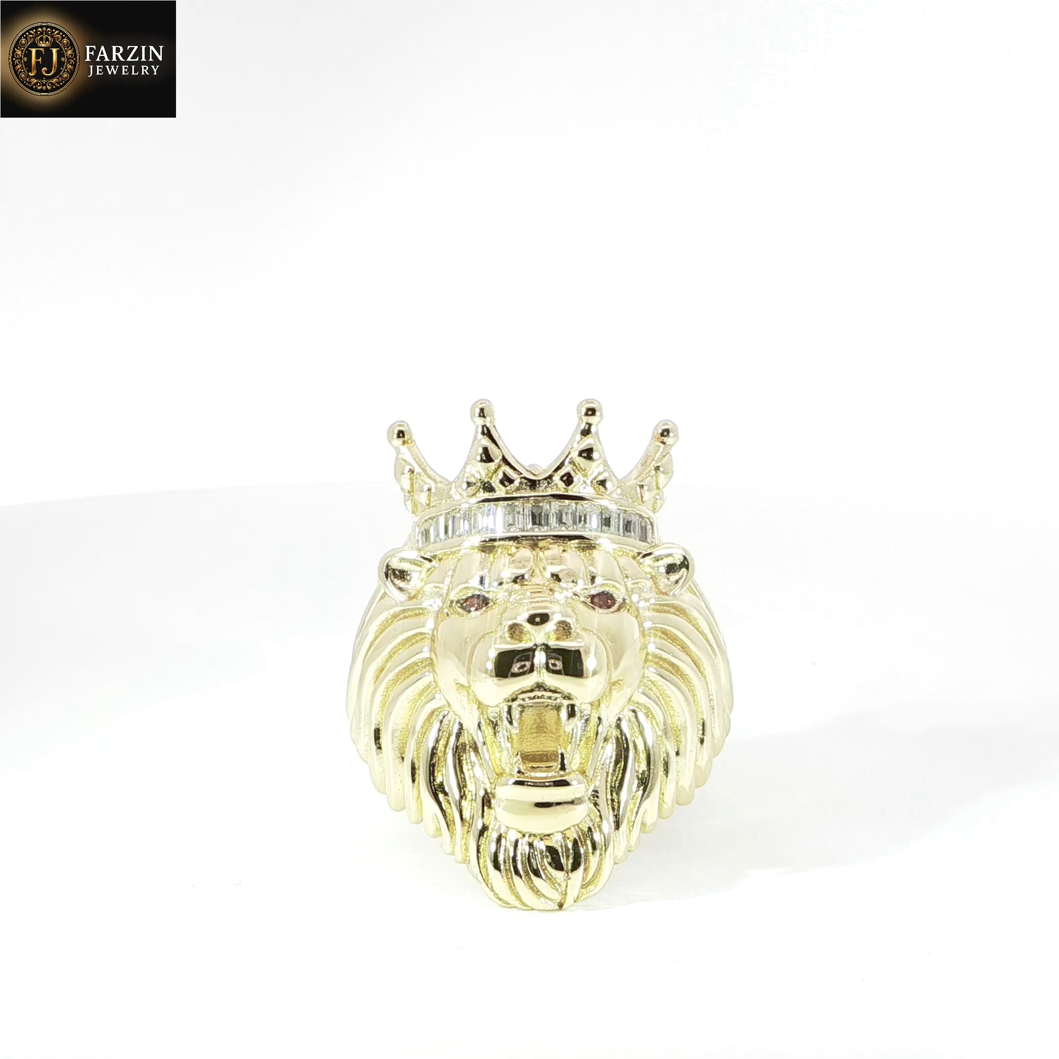 Sterling Silver Lion Head Ring with Crown, VVS Moissanite Stones, Two Color Options, 0.48 Total Carats