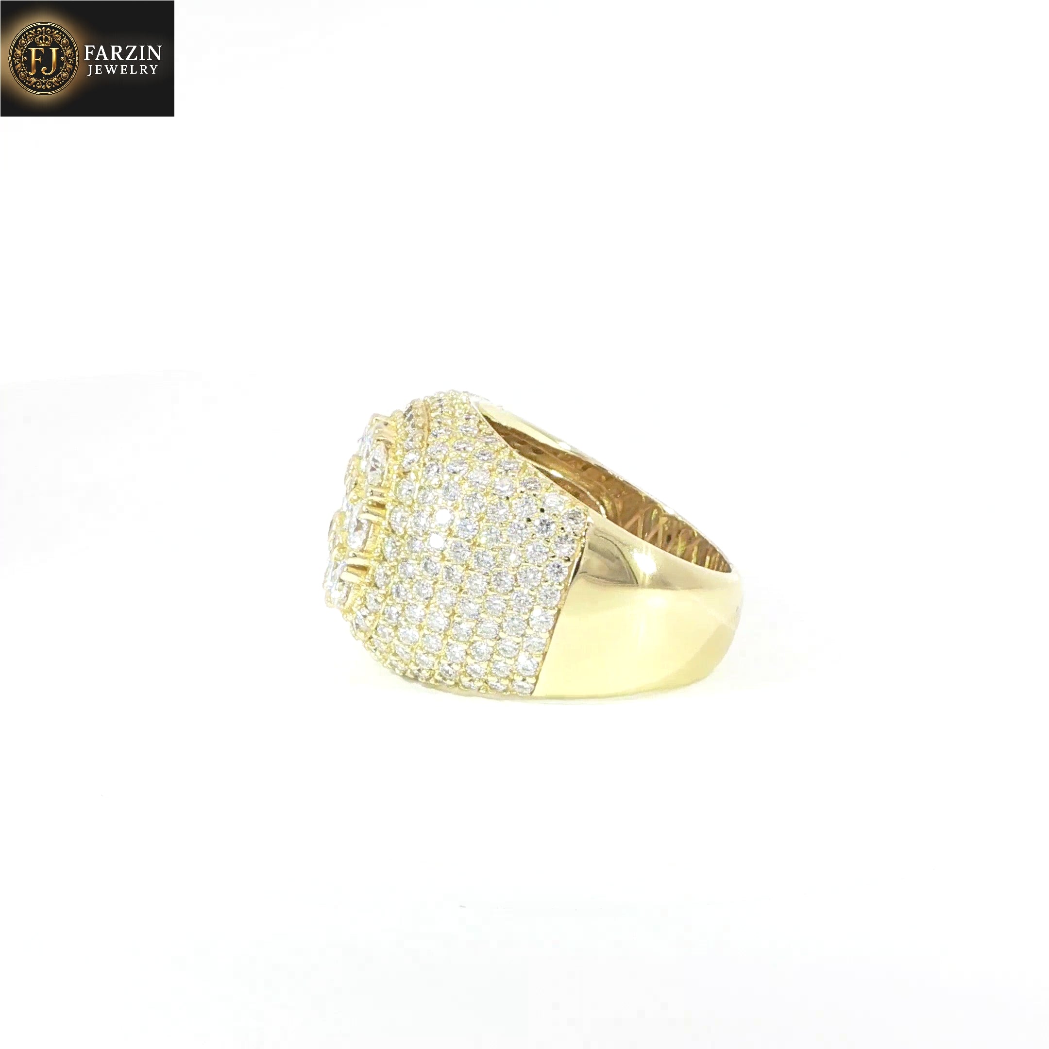 Sterling Silver Square Pave Set Ring with VVS Moissanite Stones, Two Color Options, 5.68 Total Carats
