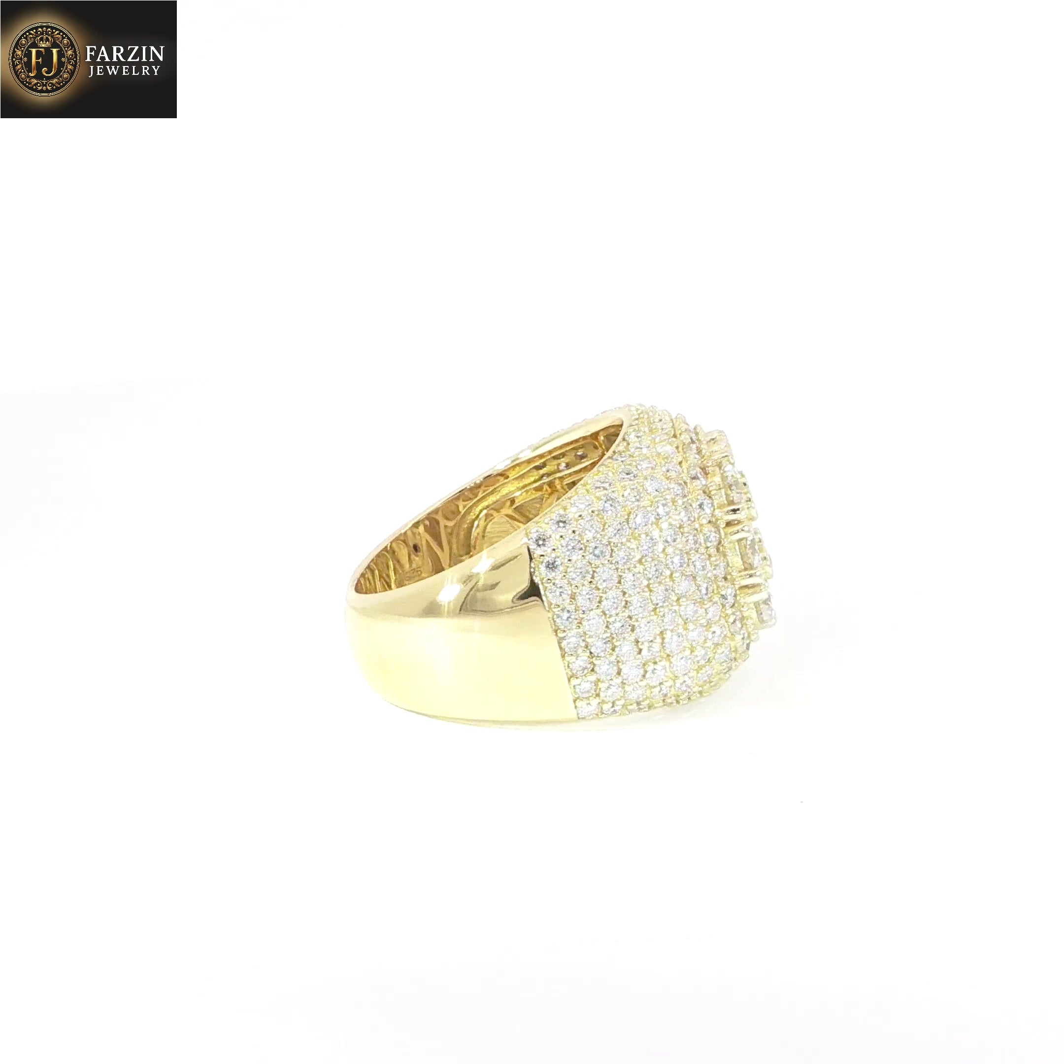 Sterling Silver Square Pave Set Ring with VVS Moissanite Stones, Two Color Options, 5.68 Total Carats