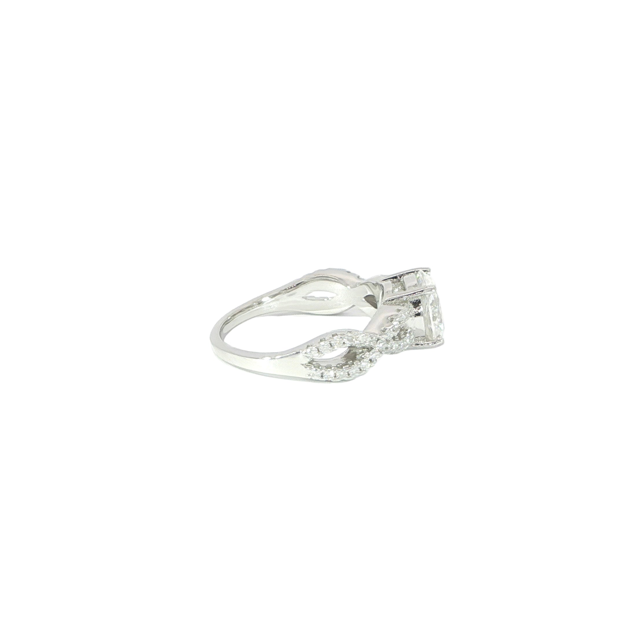 Sterling Silver Engagement Ring with Infinity Band Side