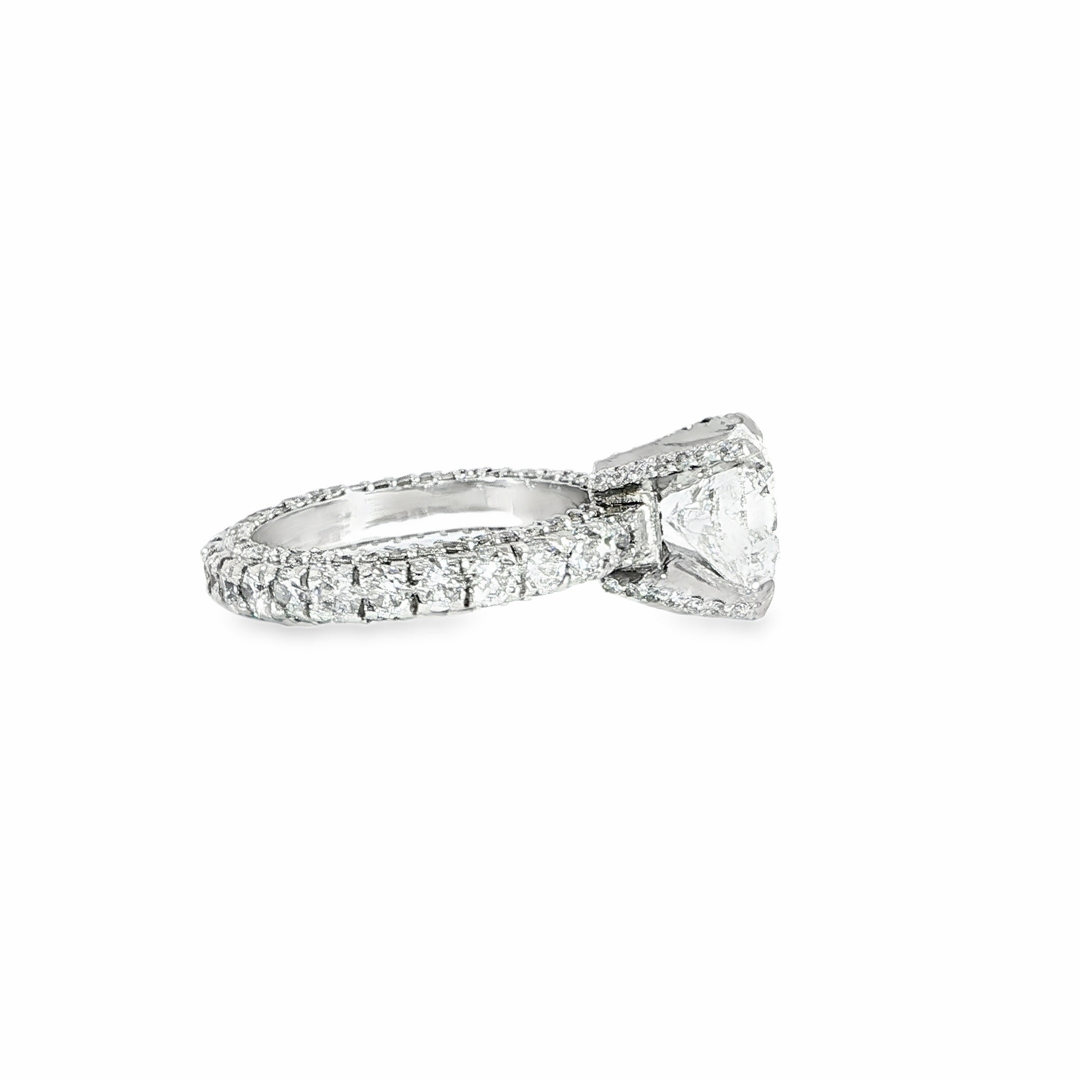 Lab Grown Round Diamond Ring with Diamonds on All Sides