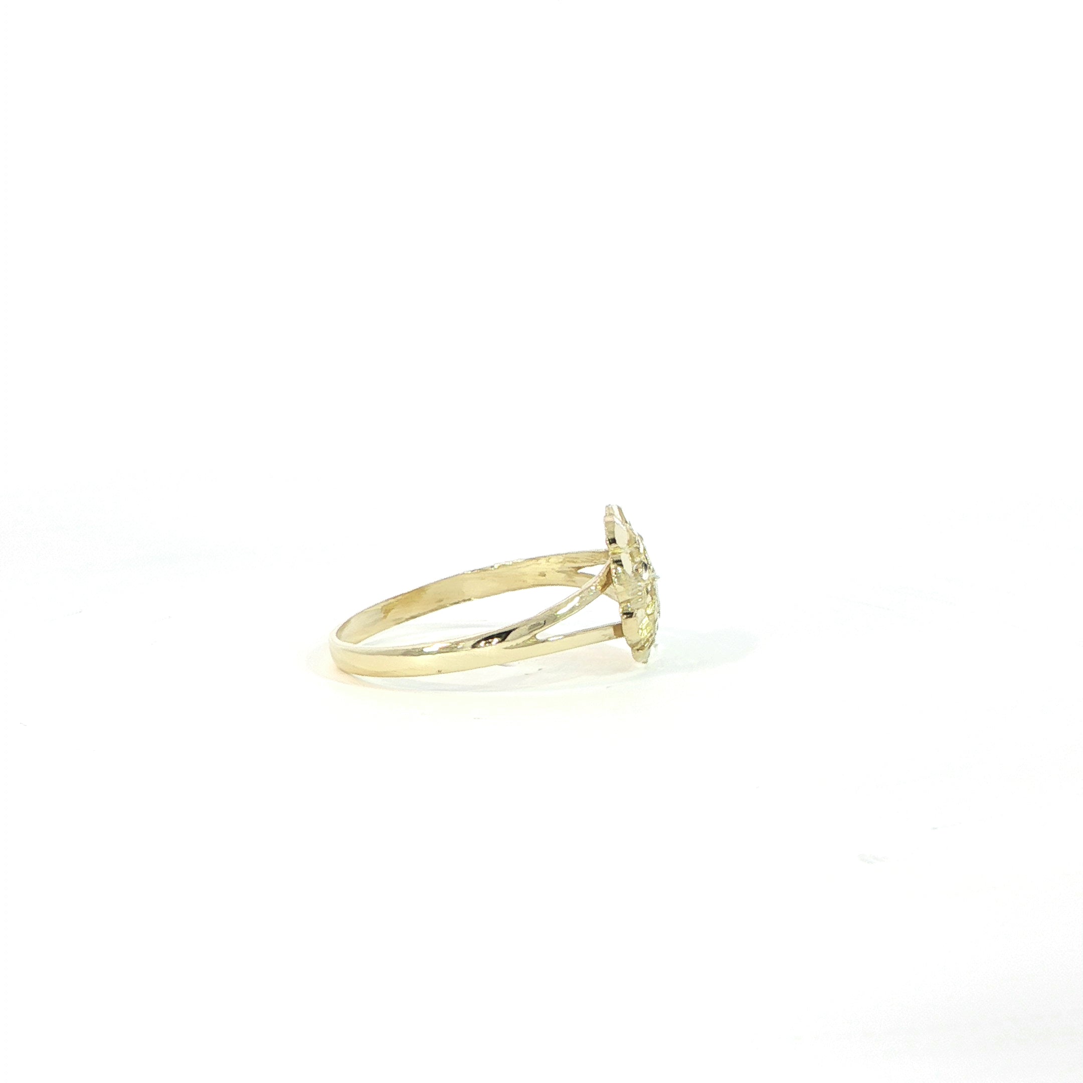Side profile of 10MM round nugget style gold ring