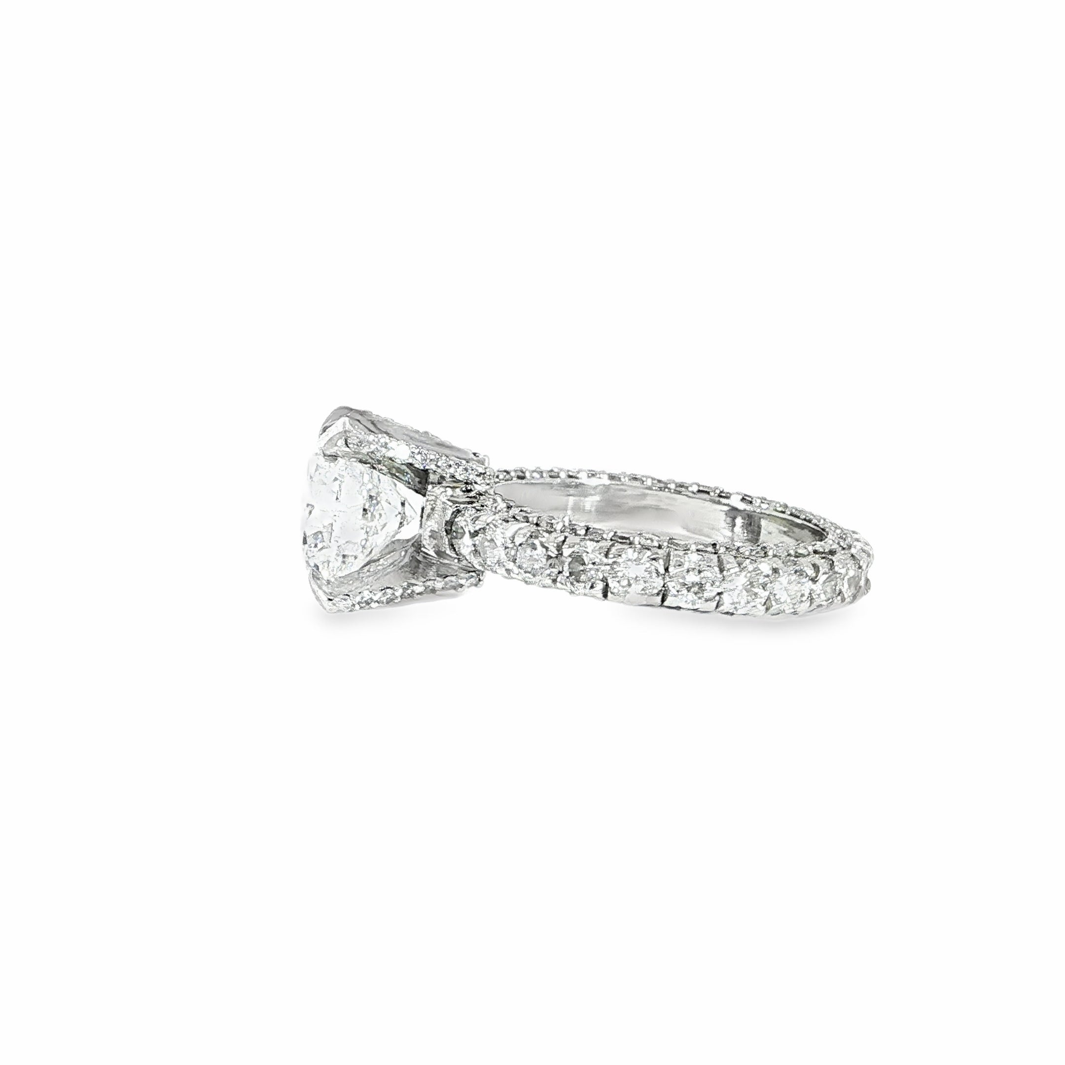Hidden Halo Round Diamond Ring with Eternity Band