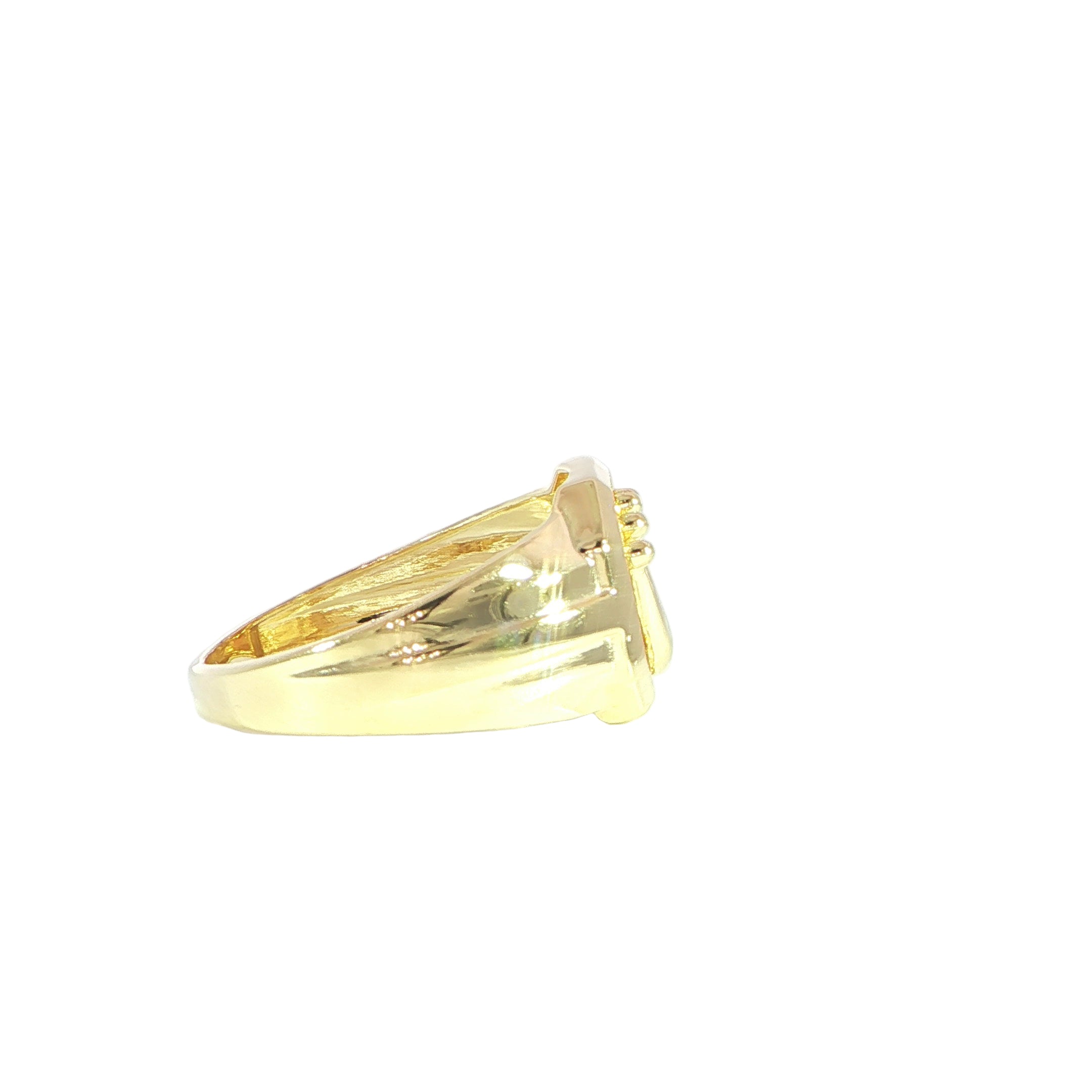 Side Royal-Inspired 14K Yellow Gold Signet Ring