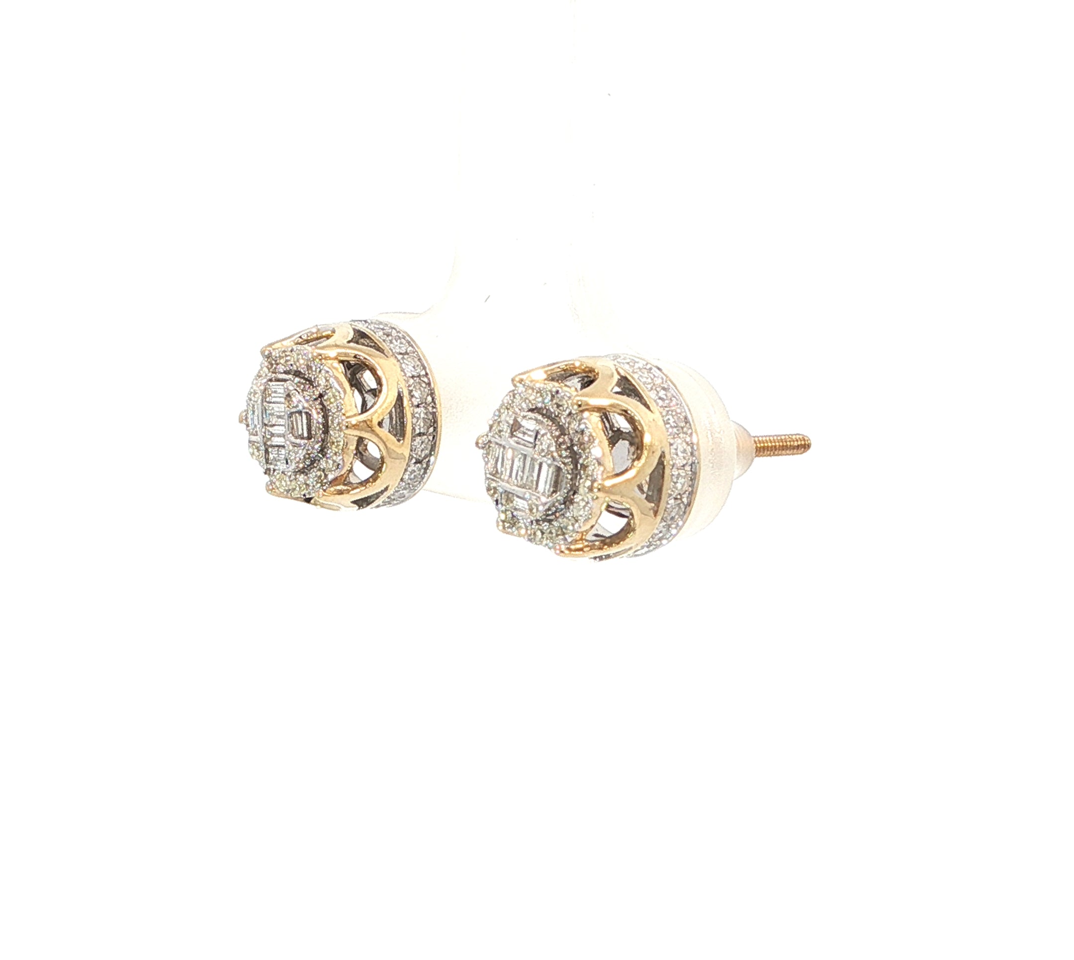 10K Yellow Gold Round Cluster Earrings – 0.50 CTW