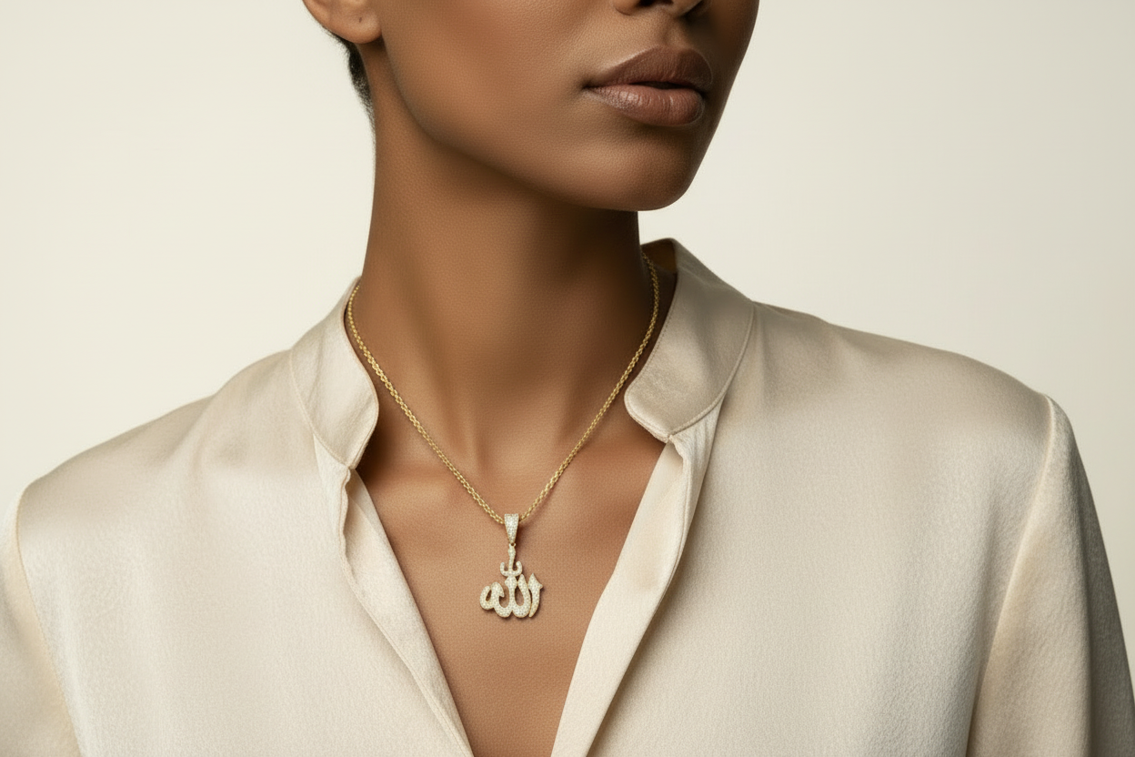 Sterling Silver Allah Pendant – VVS Moissanite 1.53 CTW