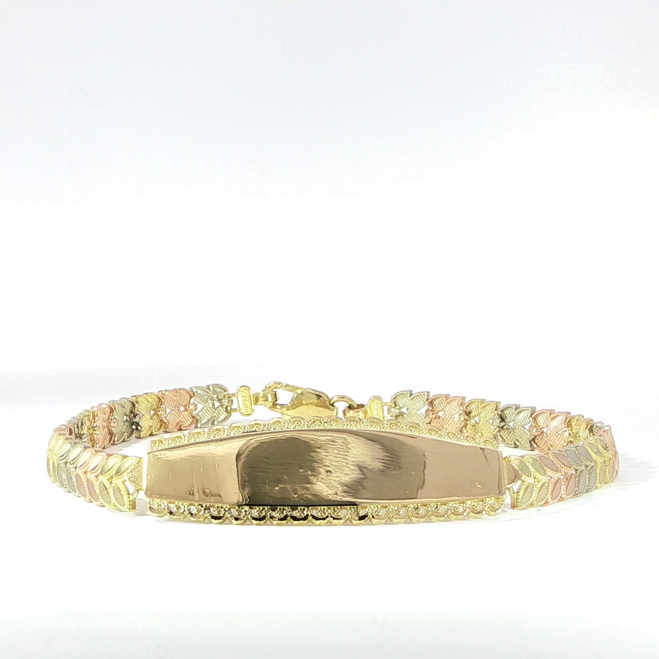 10K Three-Color Gold ID Bracelet - 11MM