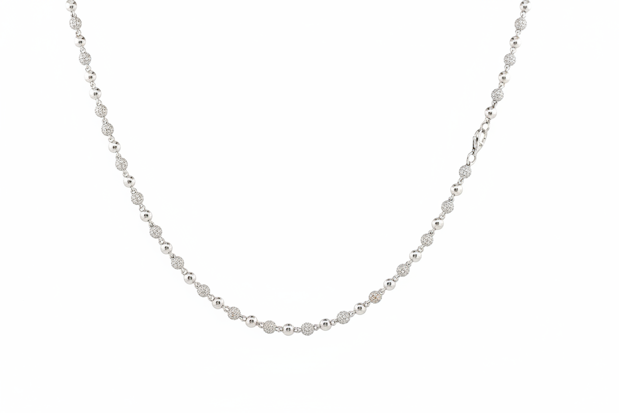 Sterling Silver Solid Station Necklace - VVS Moissanite 5 CTW