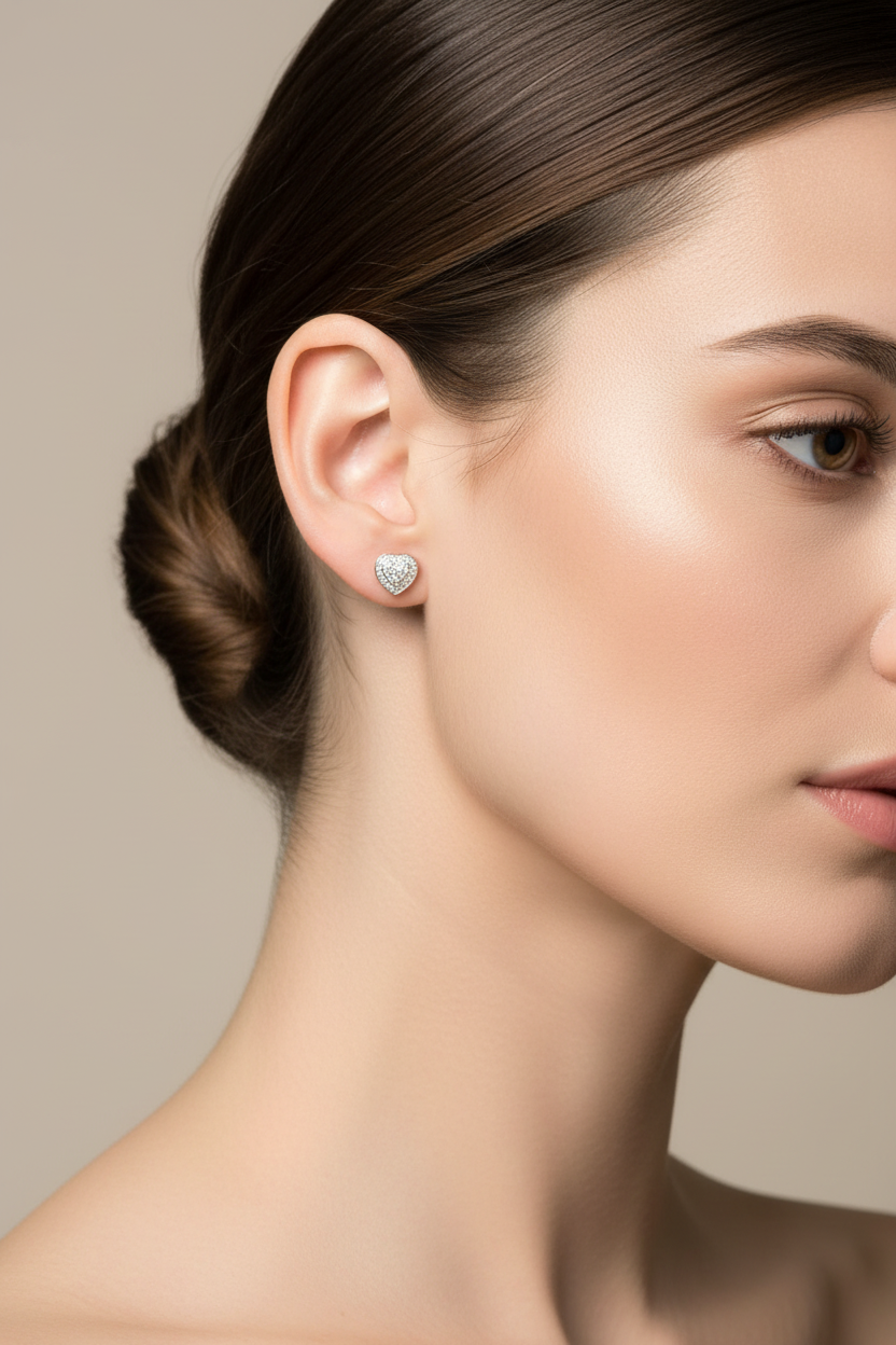 10K Natural Diamond Heart Earrings – 0.26 CTW