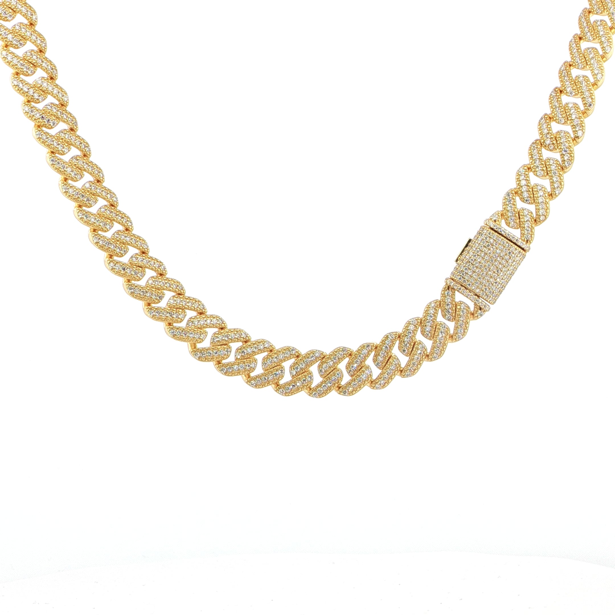Sterling Silver Solid Miami Cuban Chain – VVS Moissanite – 12MM