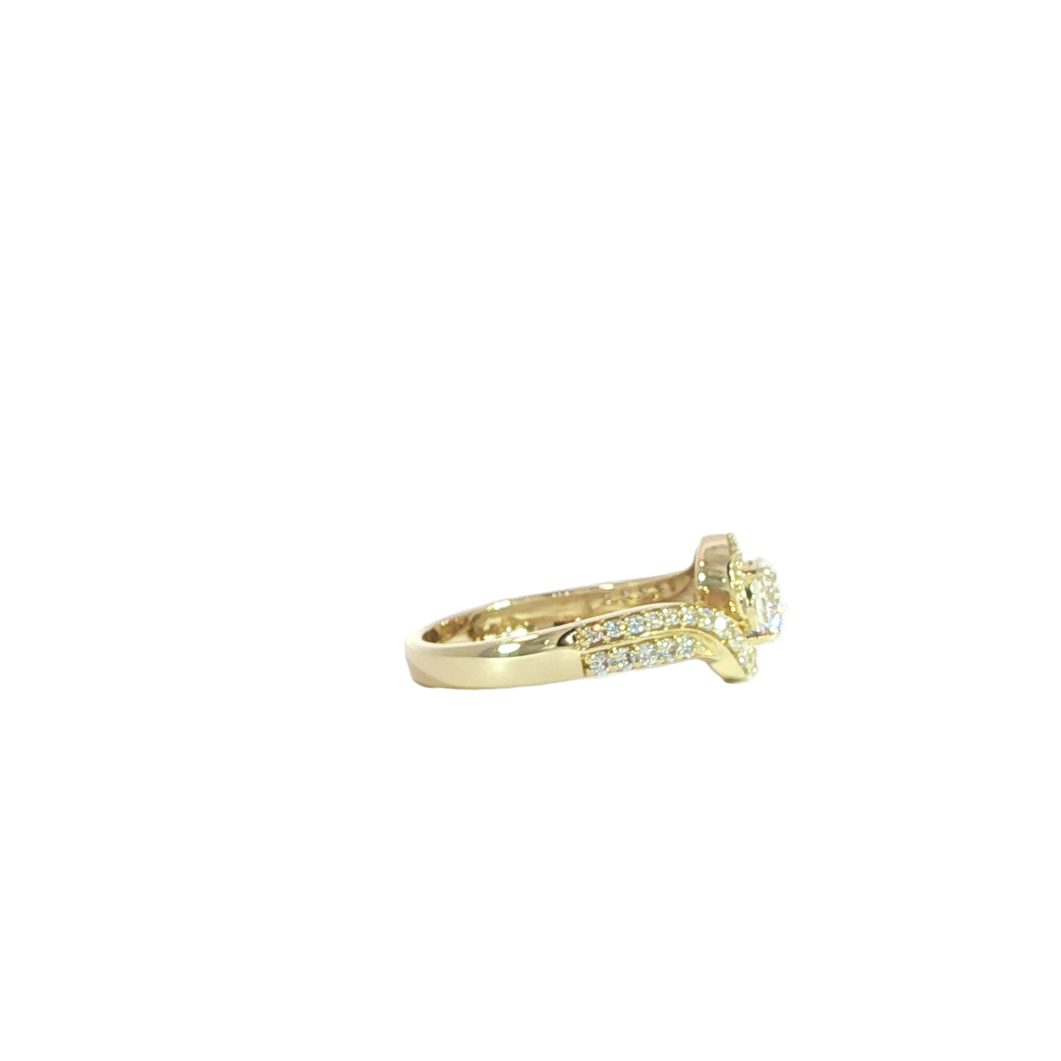 Modern pavé-set bypass diamond ring side