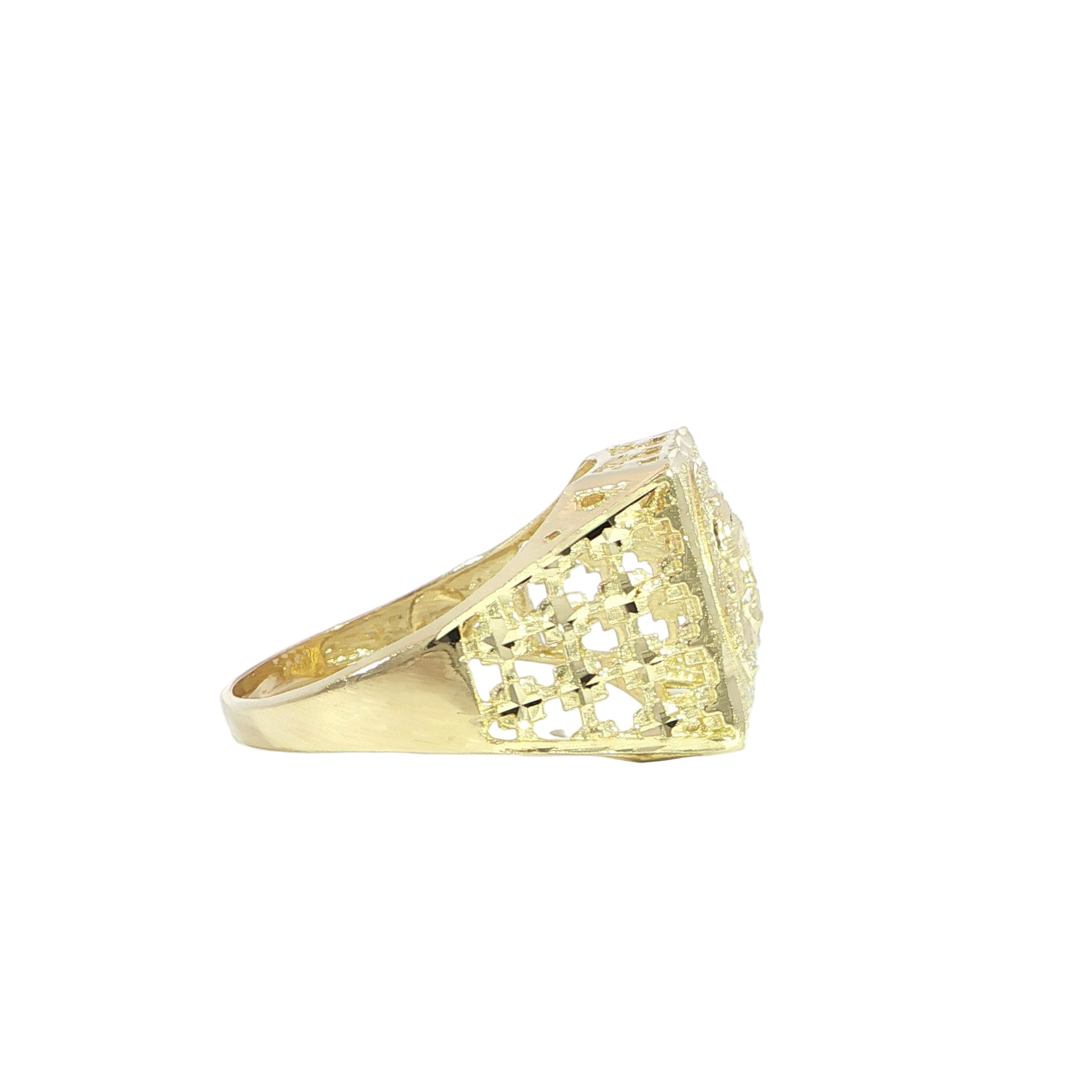 Yellow Gold Jesus Head Statement Ring Side