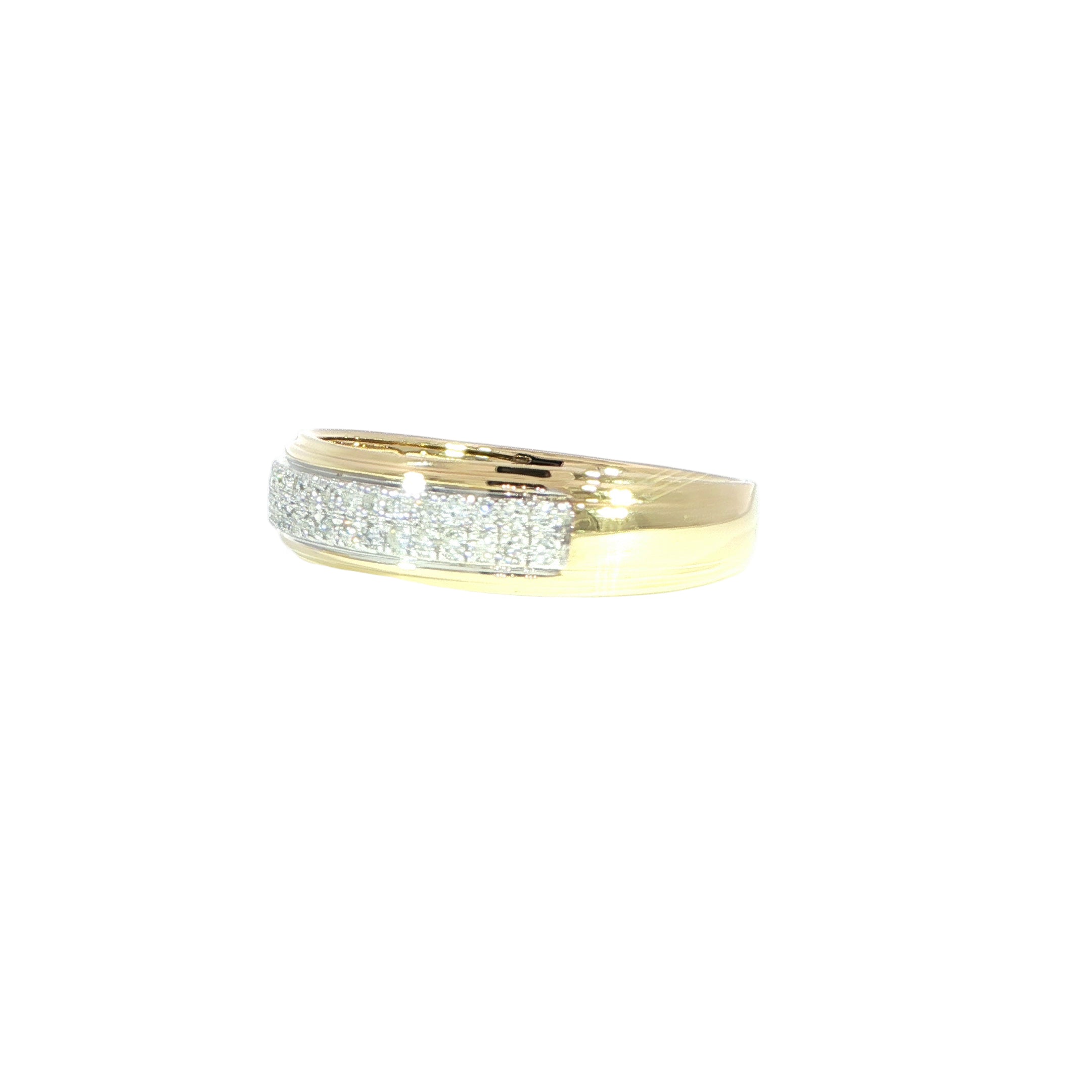 Mens yellow gold diamond band double row