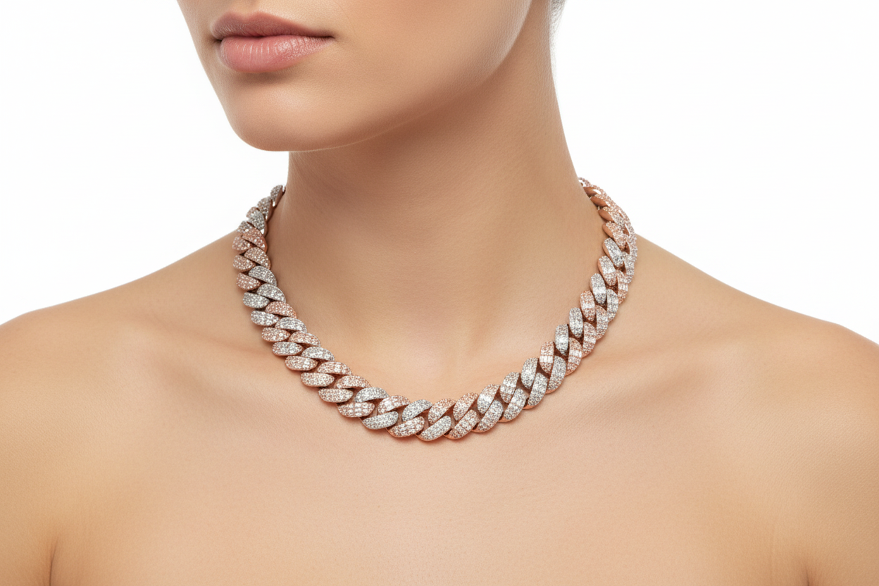 Sterling Silver Iced-Out Miami Cuban Chain – VVS Moissanite 12MM