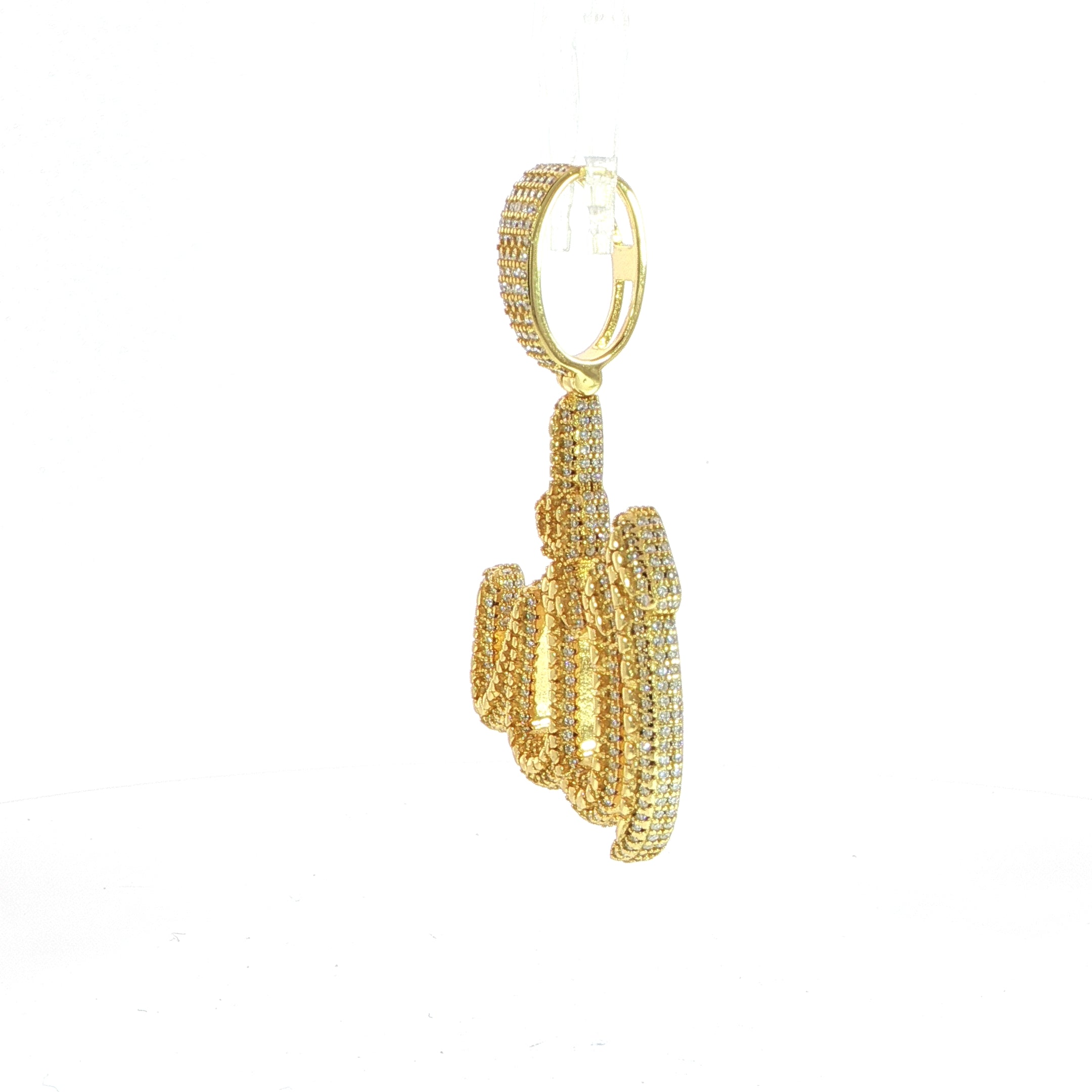 Gold plated silver iced-out Allah pendant with VVS moissanite stones