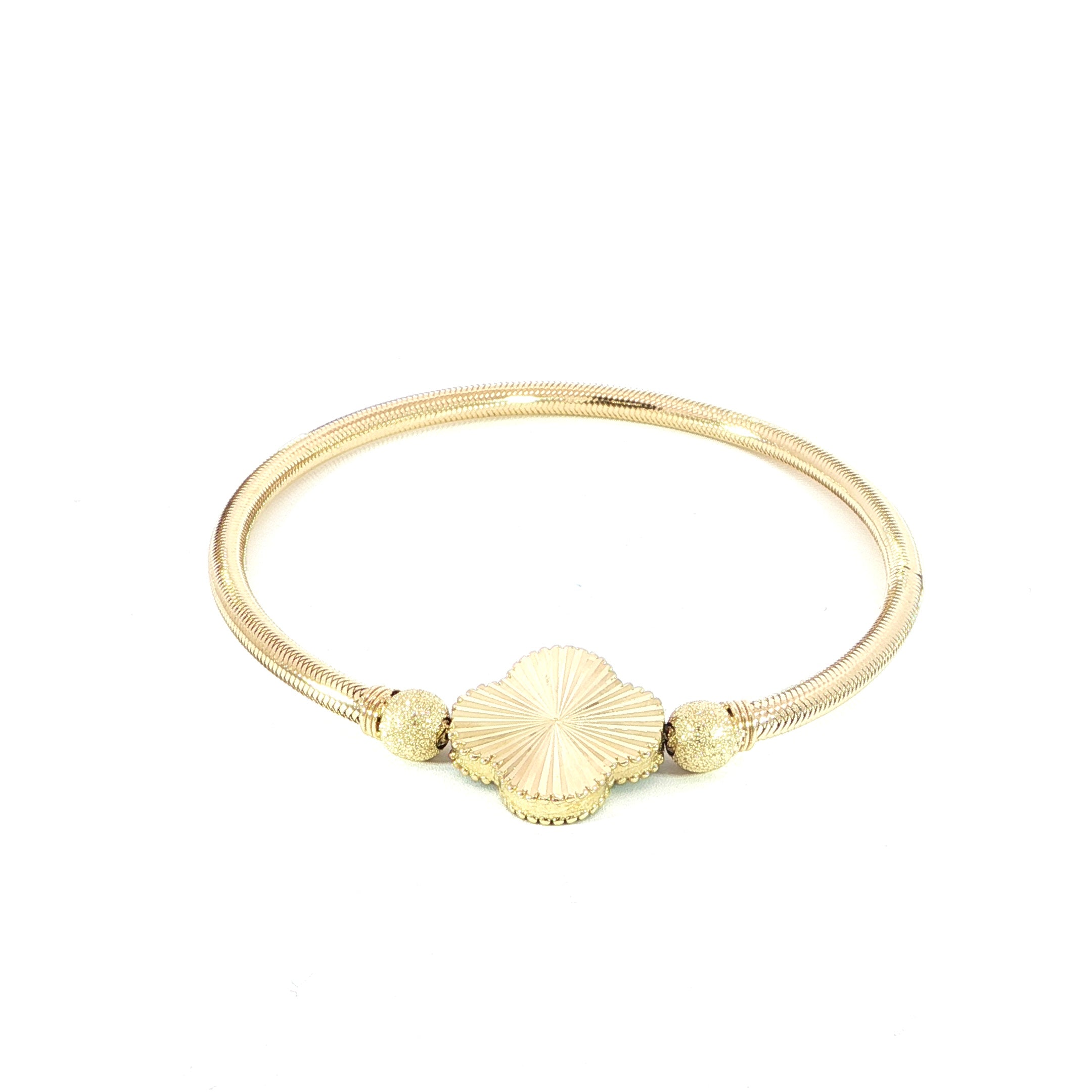 14K gold clover charm stretch bracelet
