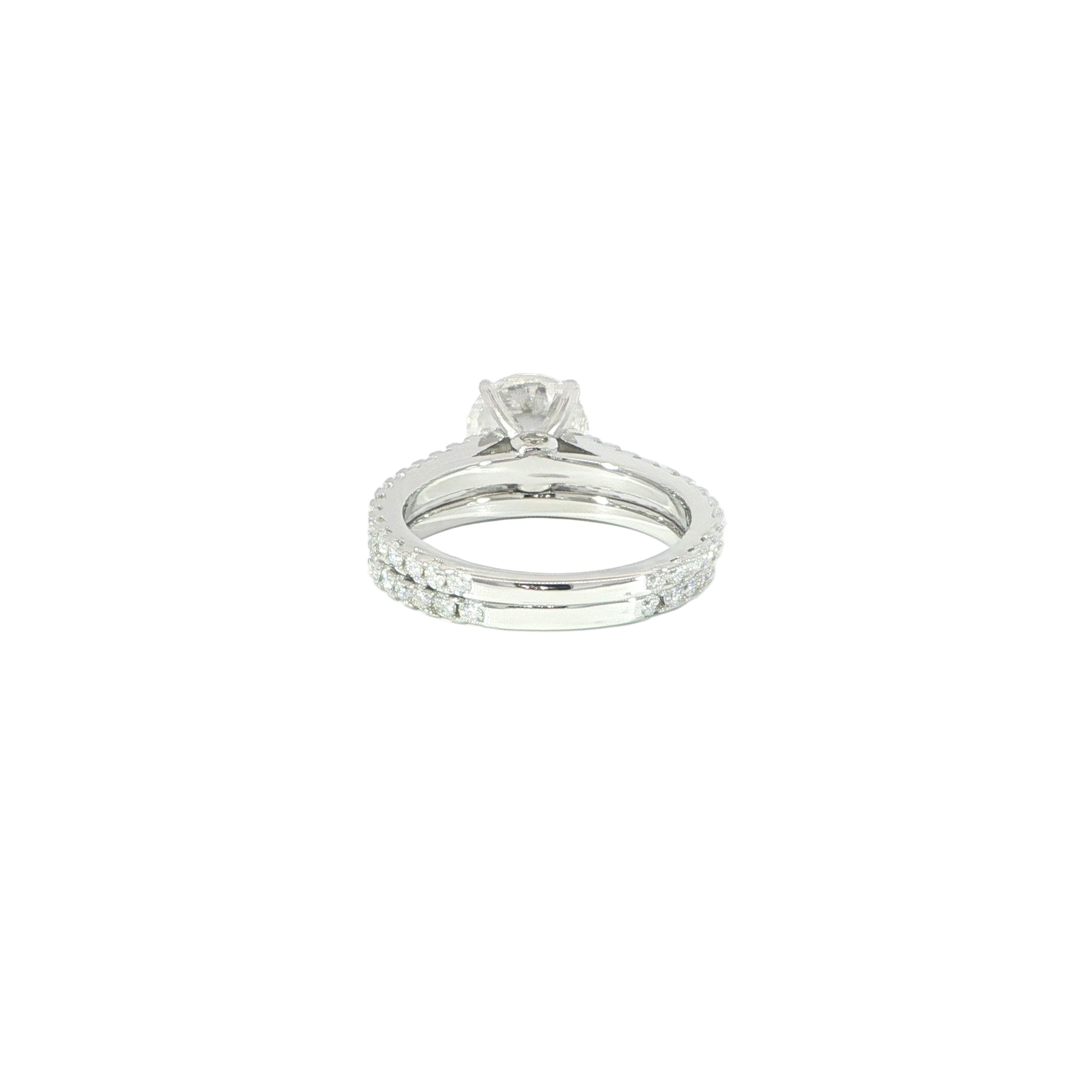 Sterling silver bridal set with round solitaire moissanite and sparkling bands