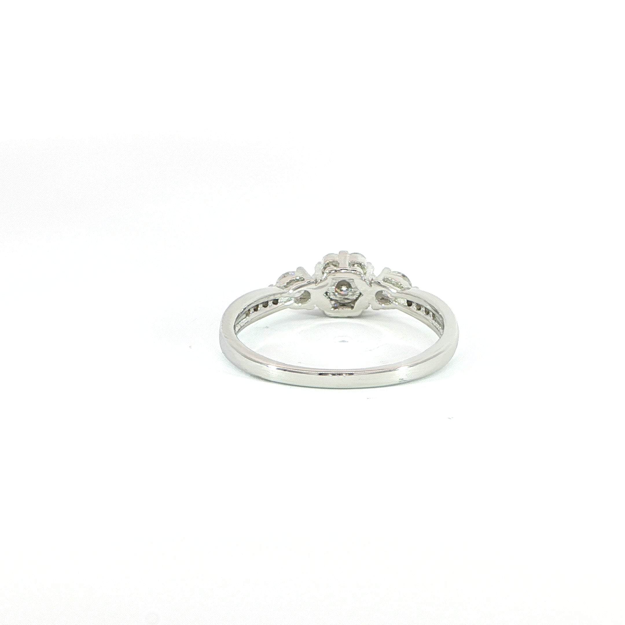 Feminine floral moissanite ring with brilliant sparkle