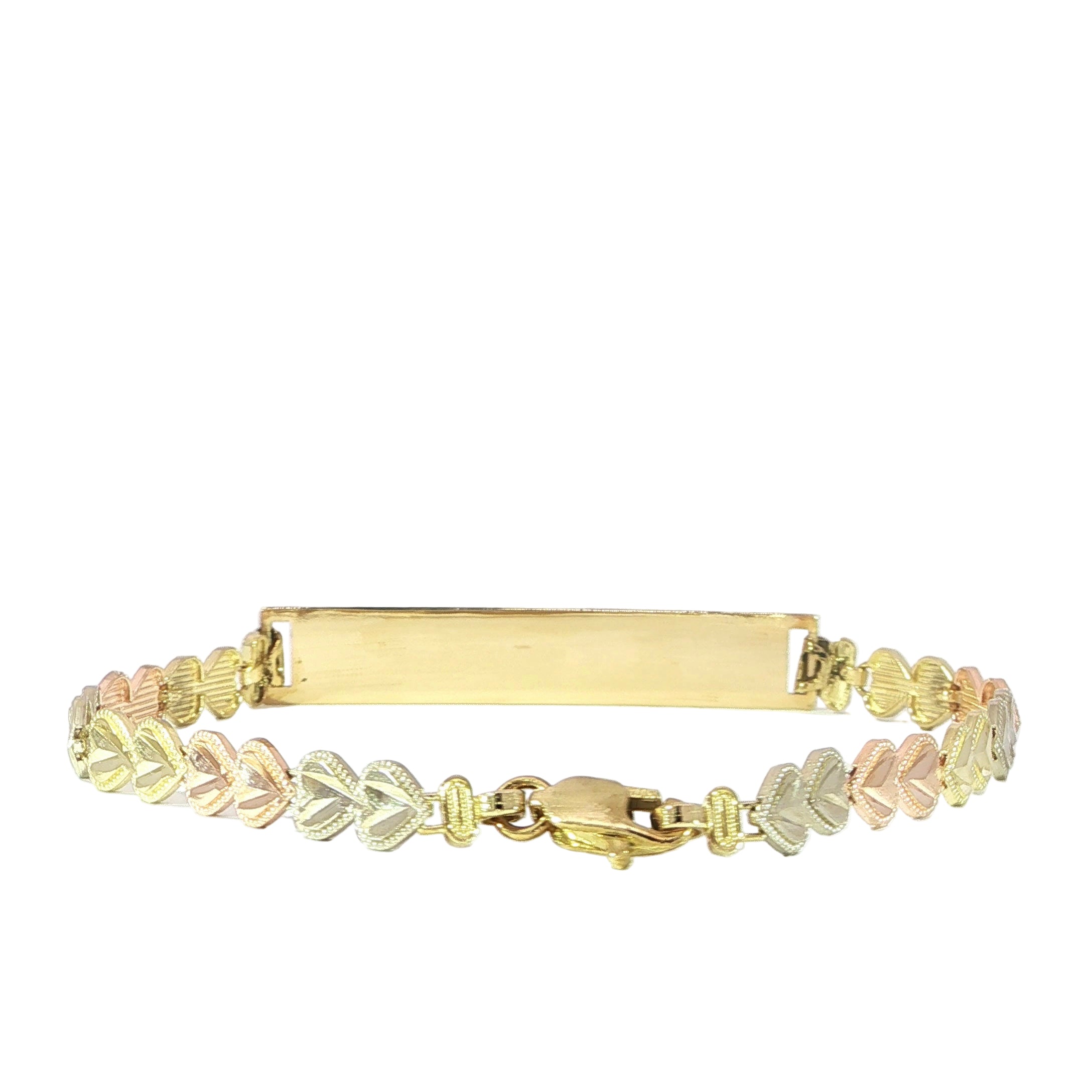 Women's 10K gold heart link identification bracelet