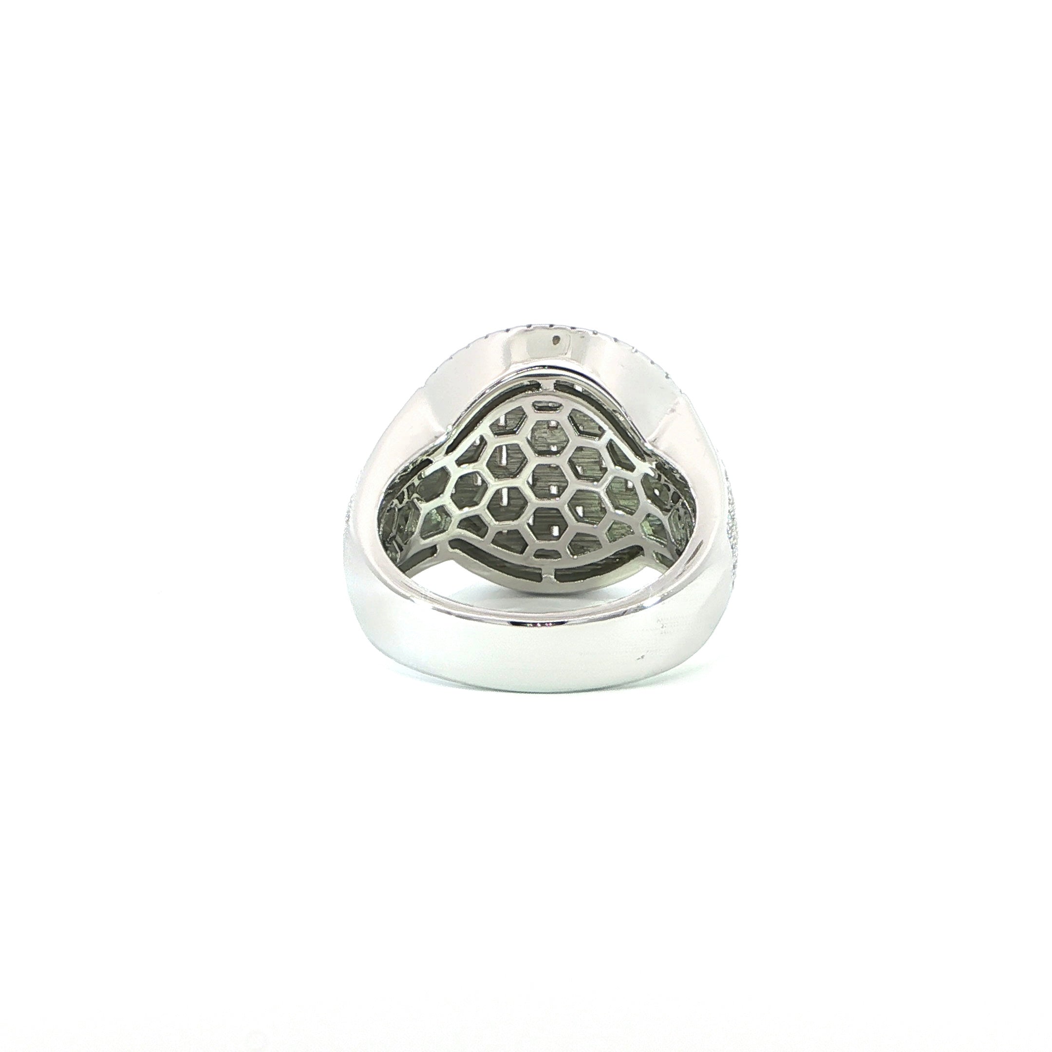 Premium round moissanite ring with sparkling pavé halo