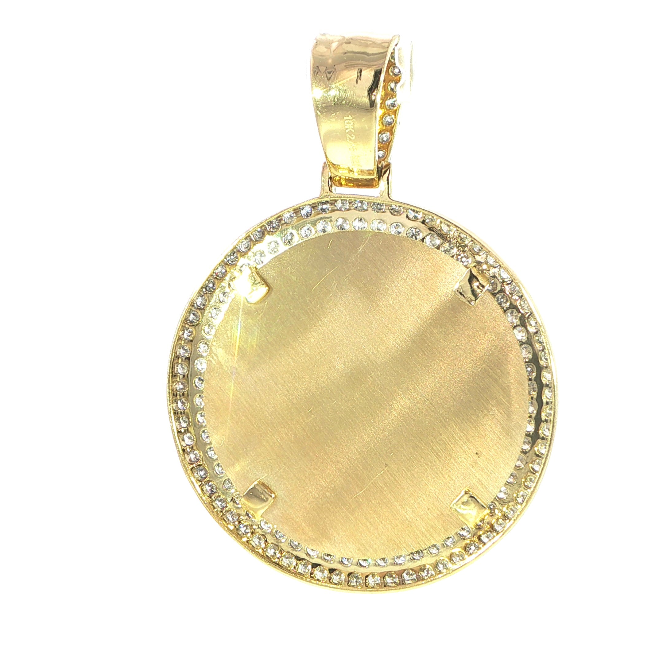 Custom picture frame pendant crafted in 10K yellow gold