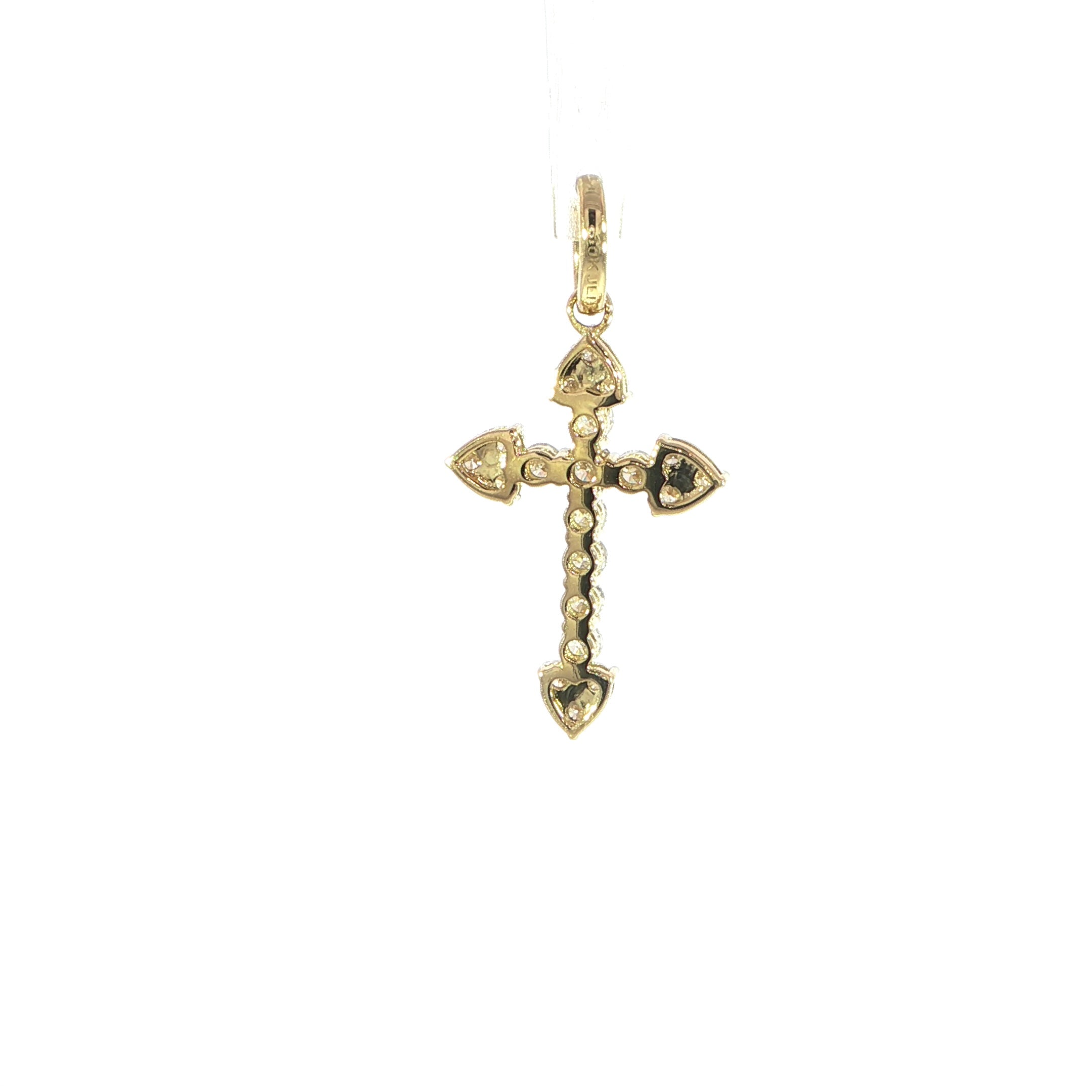 Dainty diamond cross necklace pendant in 10K yellow gold
