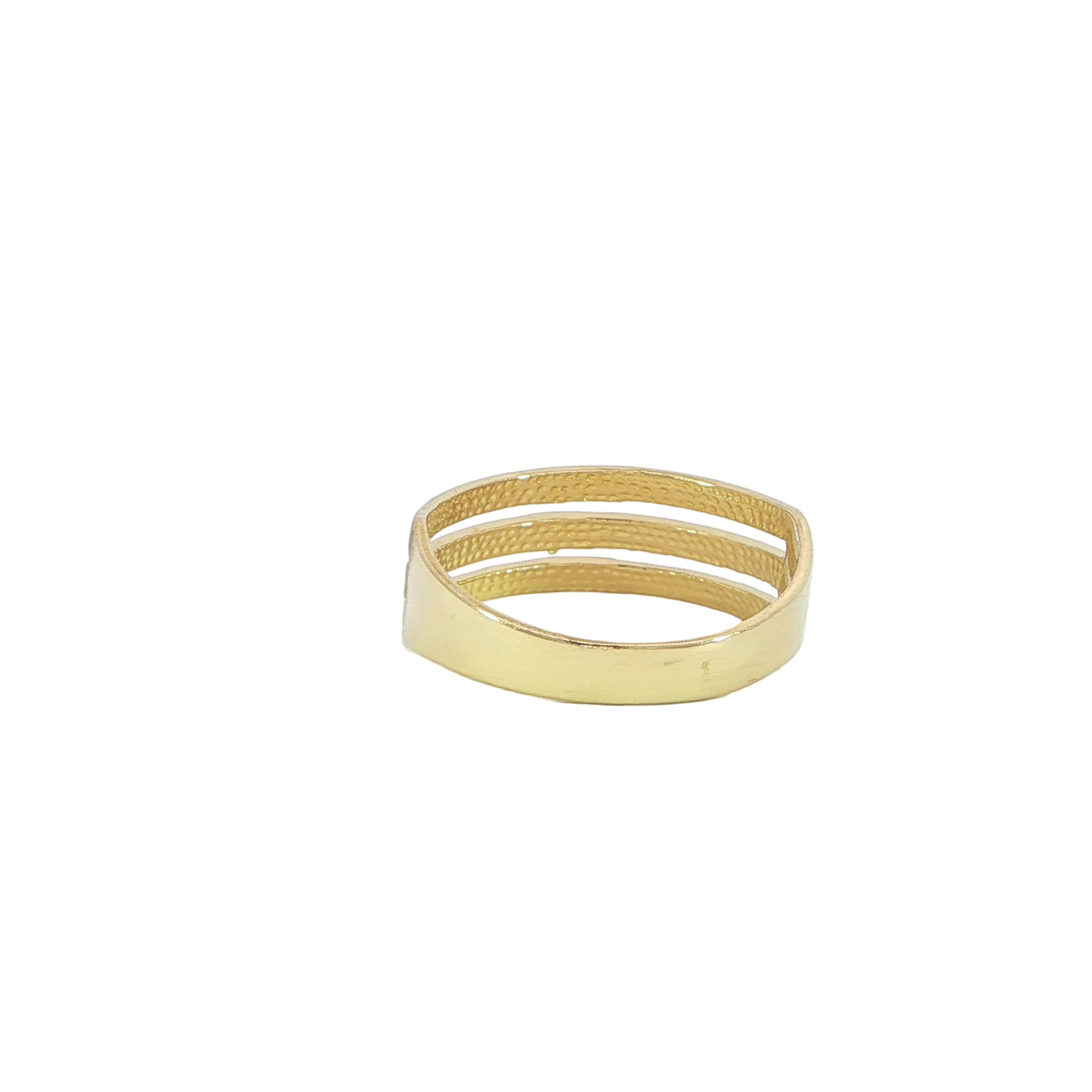 Back view triple open gold band ring for women