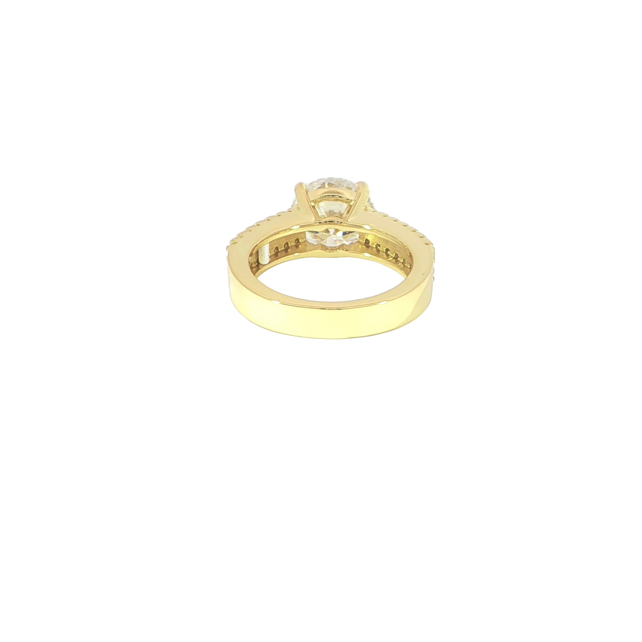 Double row sterling silver ring featuring a brilliant round 4 carat