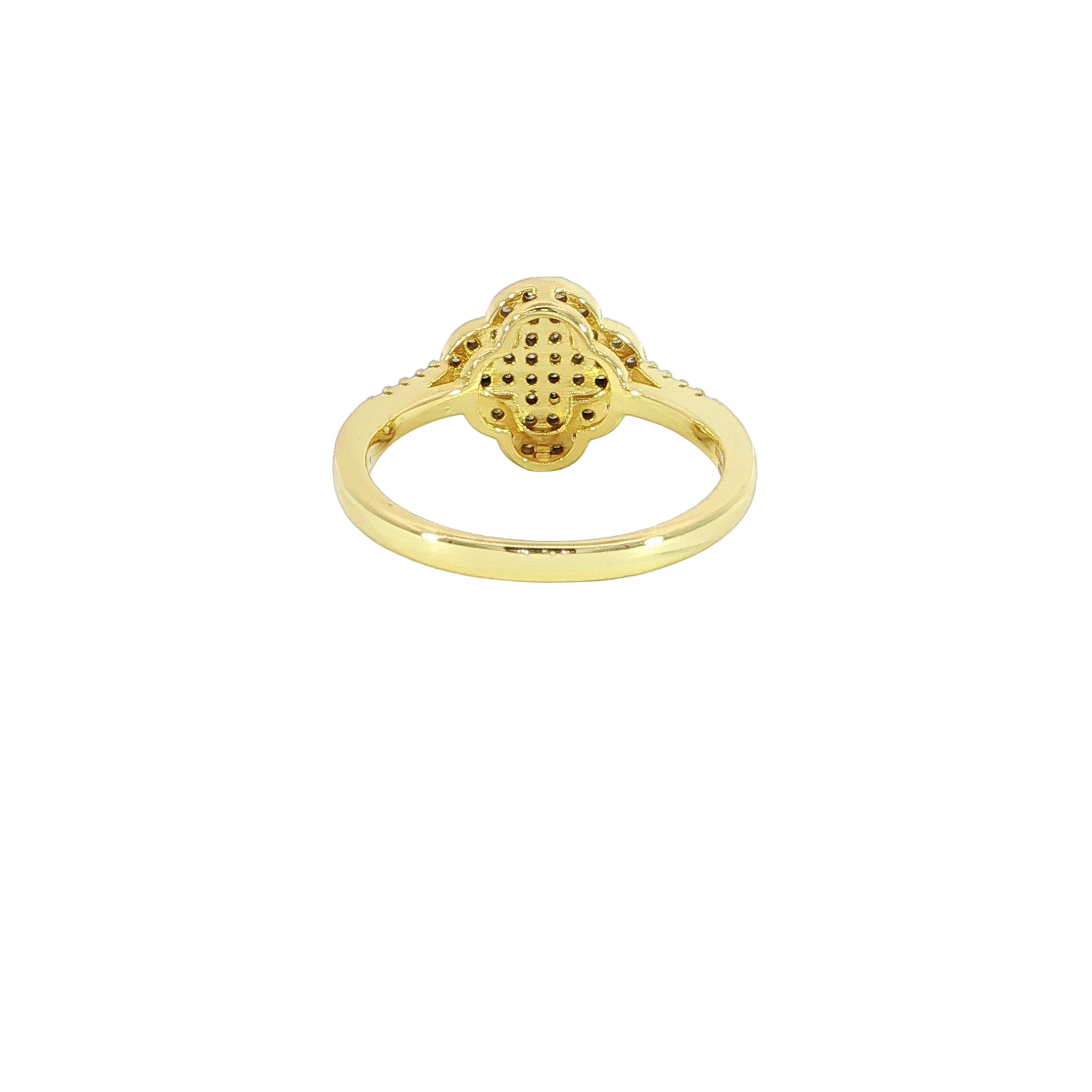 Sterling silver flower clover ring with moissanite accents