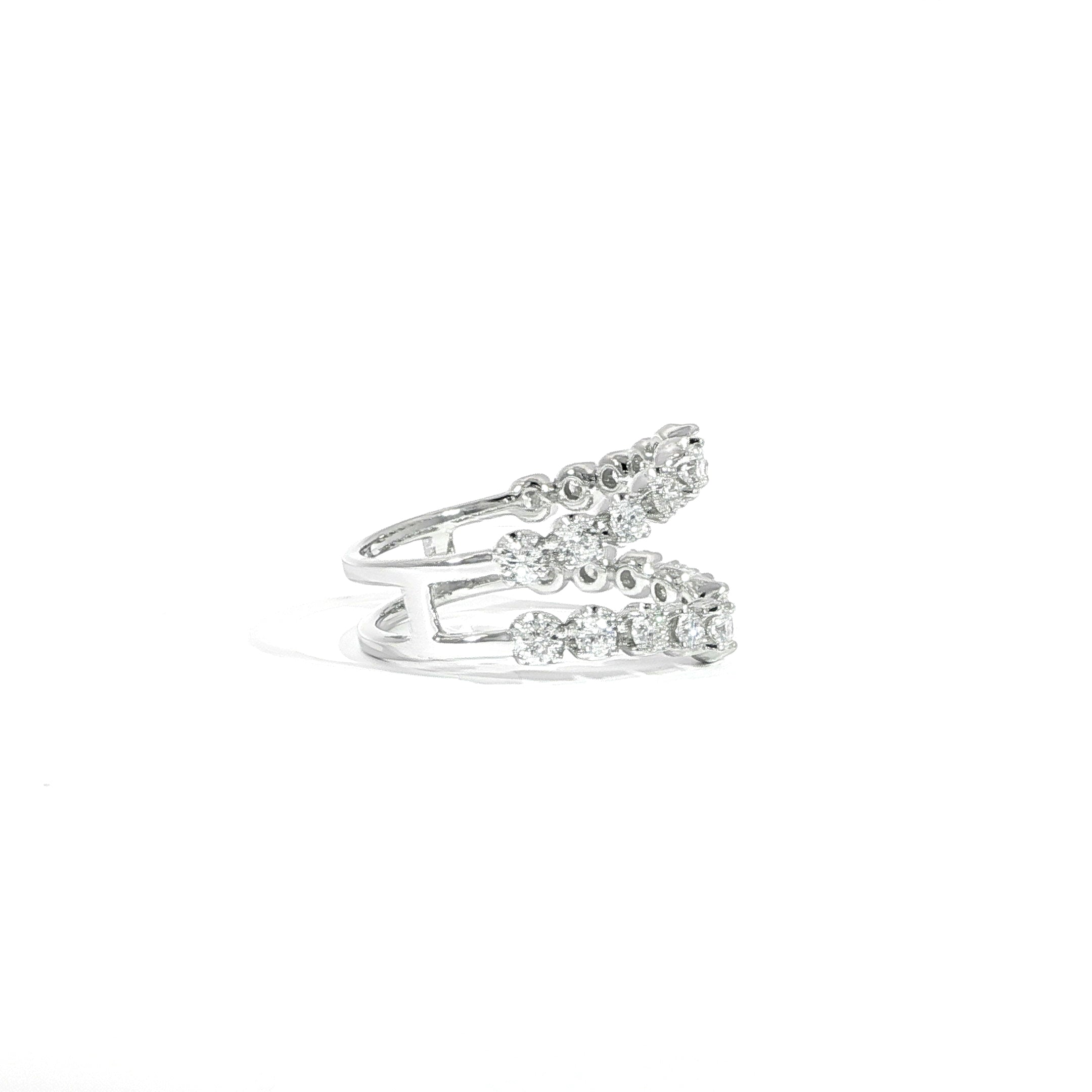 White gold enhancer with graduated diamonds side profile